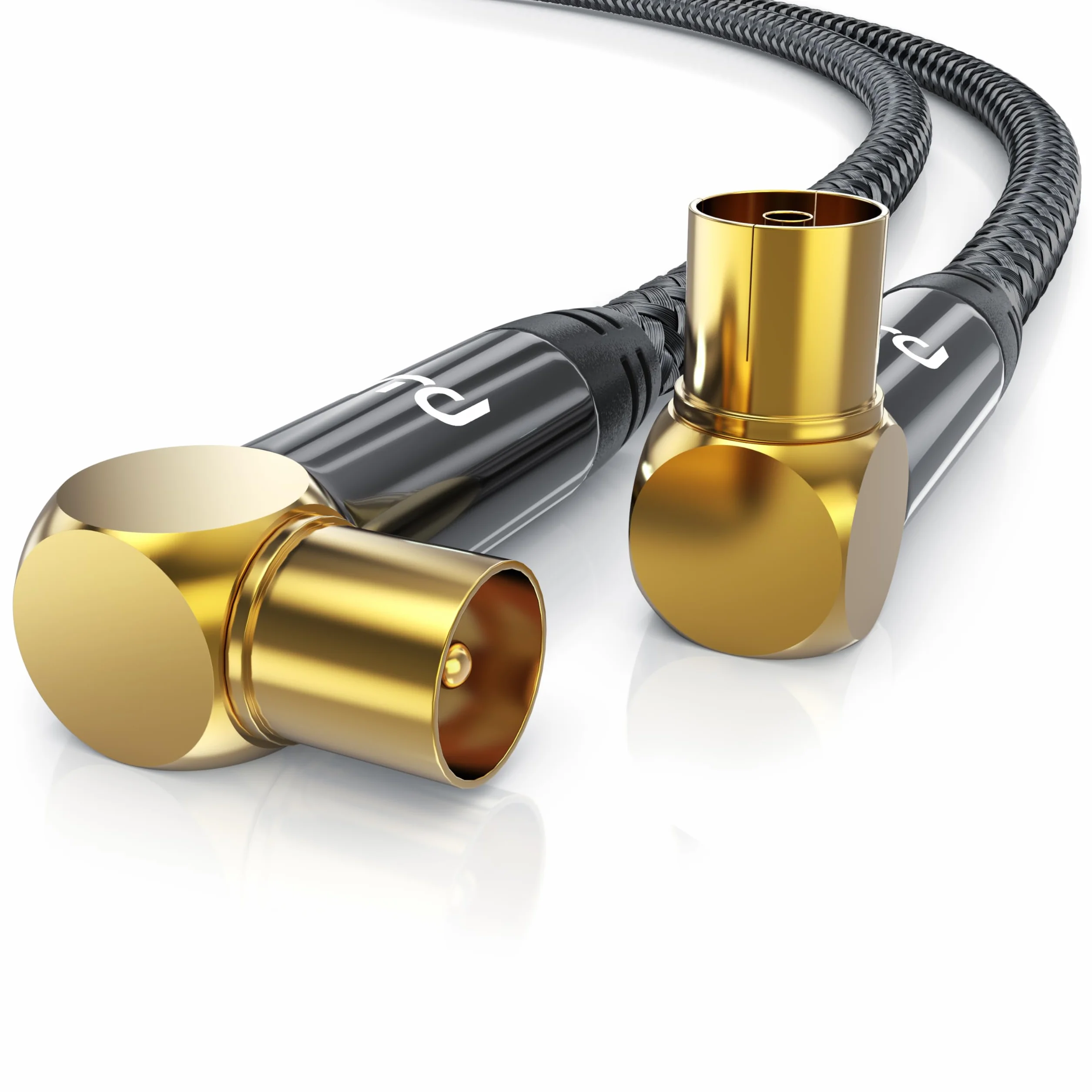 CSL - Cable de antena HDTV de 1 m con trenzado 8k 4k HDTV - Conector de antena (ángulo) a acoplamiento de antena (ángulo) - 135 dB 75 Ohm - Ángulo de 90° - DVB-T y DVB-T2 DVB-C DVB-S DVB-S2 Radio FM