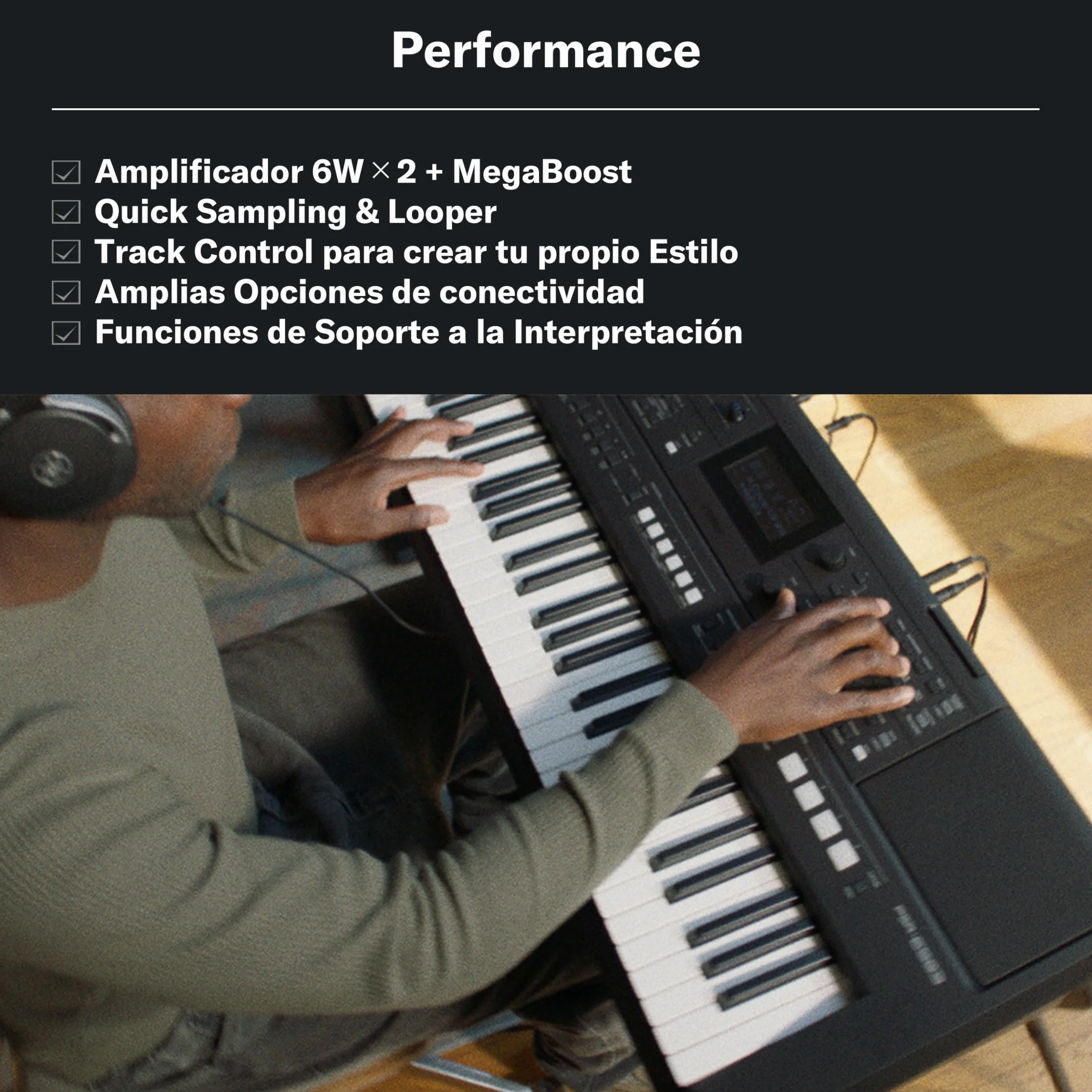 YAMAHA PSR-E483 – Teclado portátil moderno con 61 teclas sensibles a la pulsación, 860 Voces con 15 Super Articulation Lite, 345 Estilos, altavoces de alta potencia y USB-C – Negro