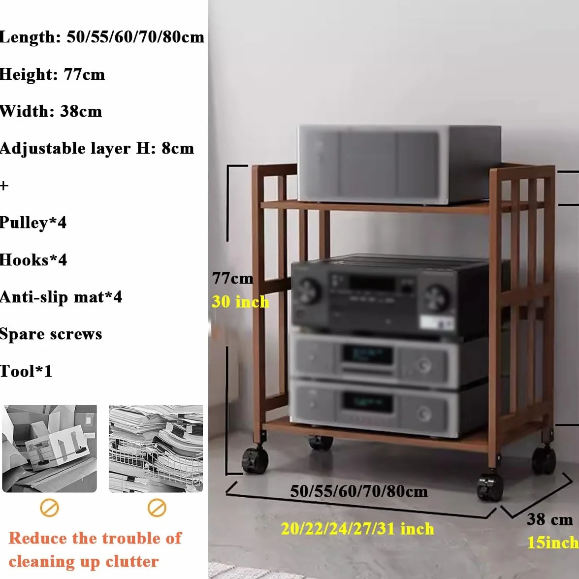 Pequeño Mueble de Audio y vídeo para Equipos de música, Mueble estéreo portátil para Sala de Estar, Oficina, Sala de reuniones, Consola de Juegos, Reproductor de CD, Receptor, Alta
