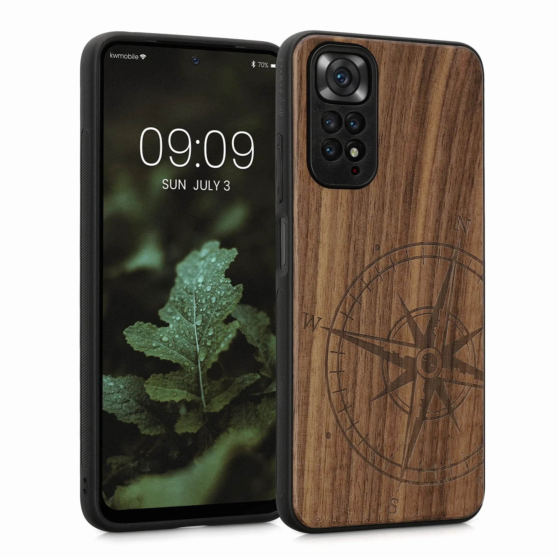 kwmobile Carcasa Compatible con Xiaomi Redmi Note 11 Note 11S Funda de Madera con Bumper Antigolpes