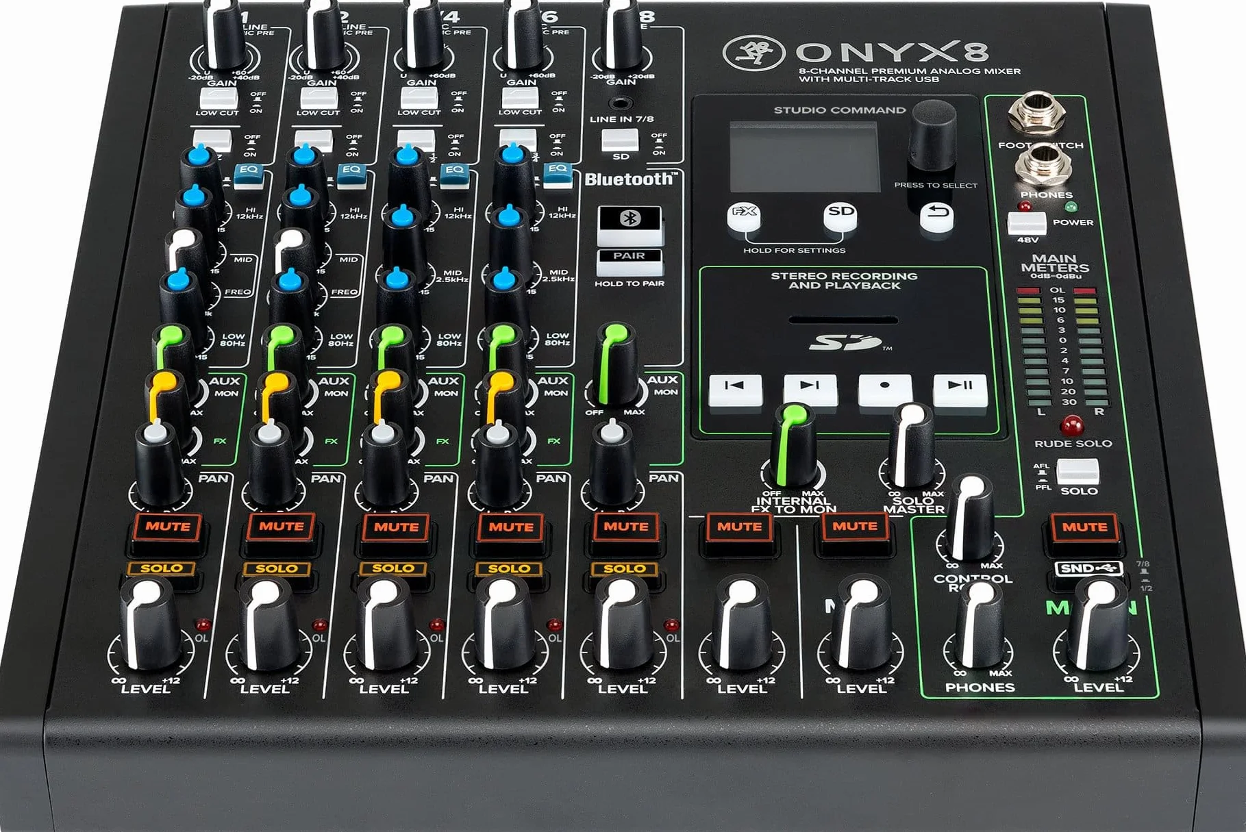 MACKIE Onyx8 Mezclador Analógico Premium de 8 Canales con USB Multi-Pista