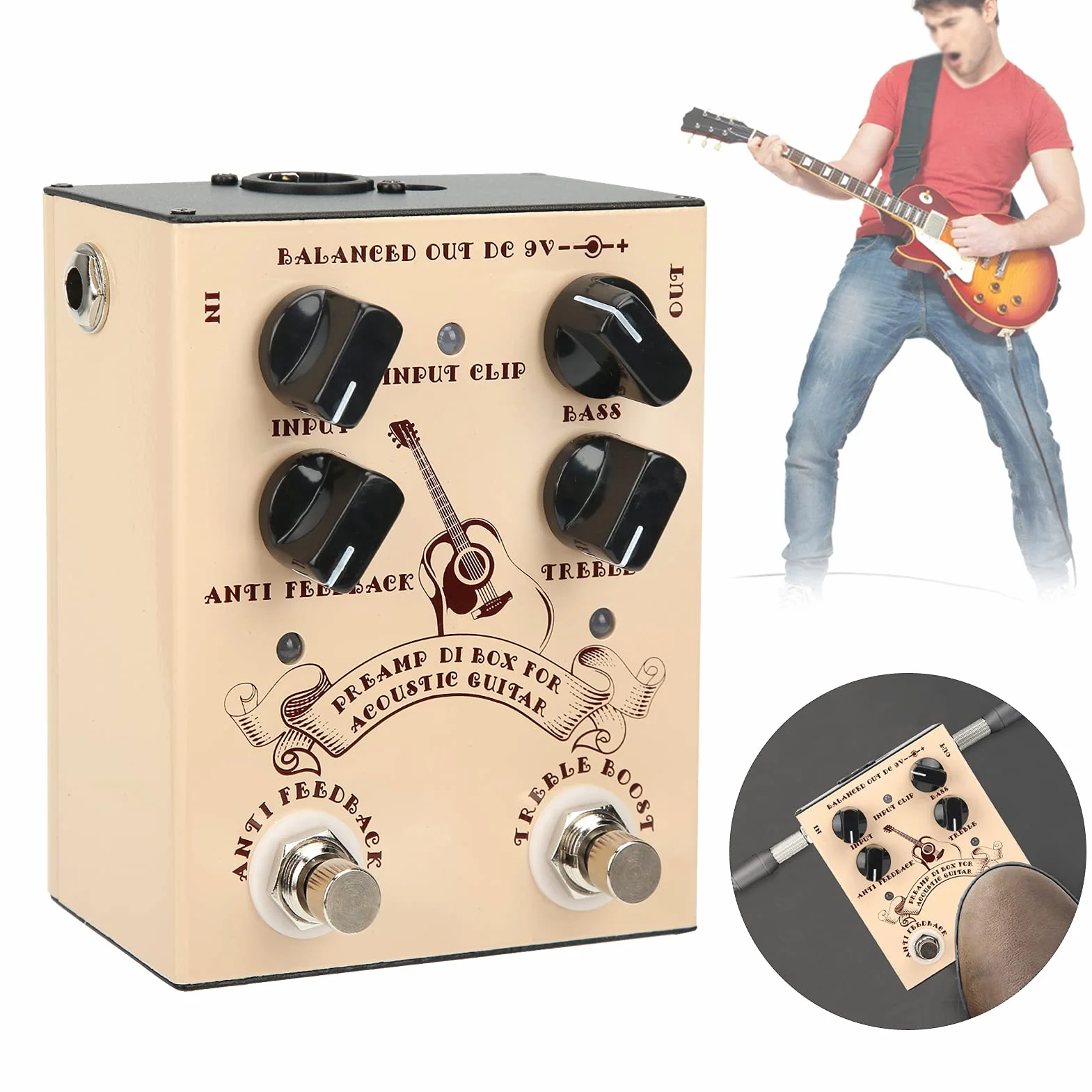 Caja DI Para Guitarra, Carcasa De Aleación De Aluminio, Pedal De Efecto De Guitarra Acústica, Caja De Inyección Directa, Accesorios Para Instrumentos Musicales Para Amantes De La Guitarra