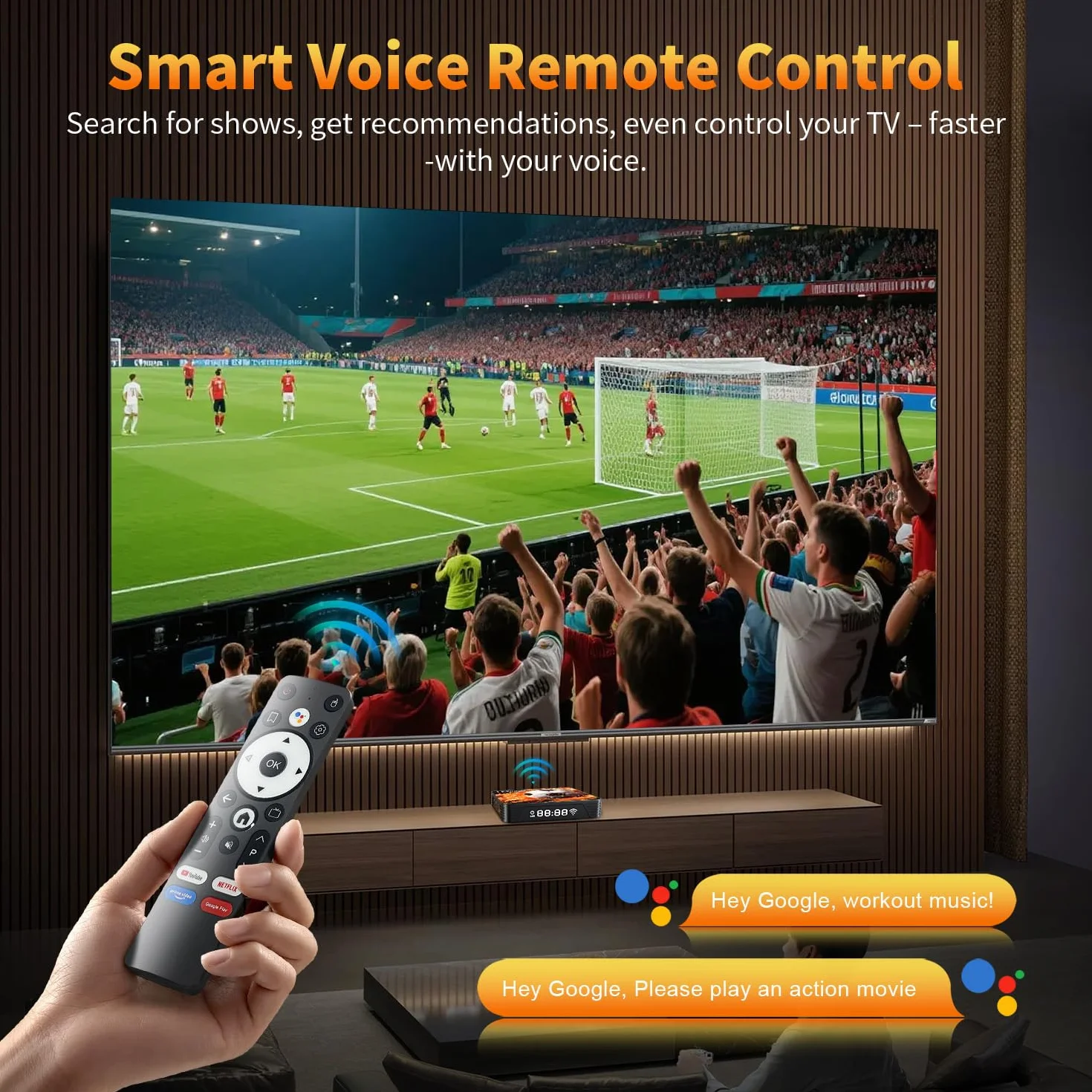 Android TV Box 14.0, Smart TV Box with 4G RAM 32G ROM RK3528 Quad-Core 64bit Cortex-A53 Mali 450 MP2 GPU Ethernet 10/100M 2.4G/5G WiFi BT V5.4 HD 4K