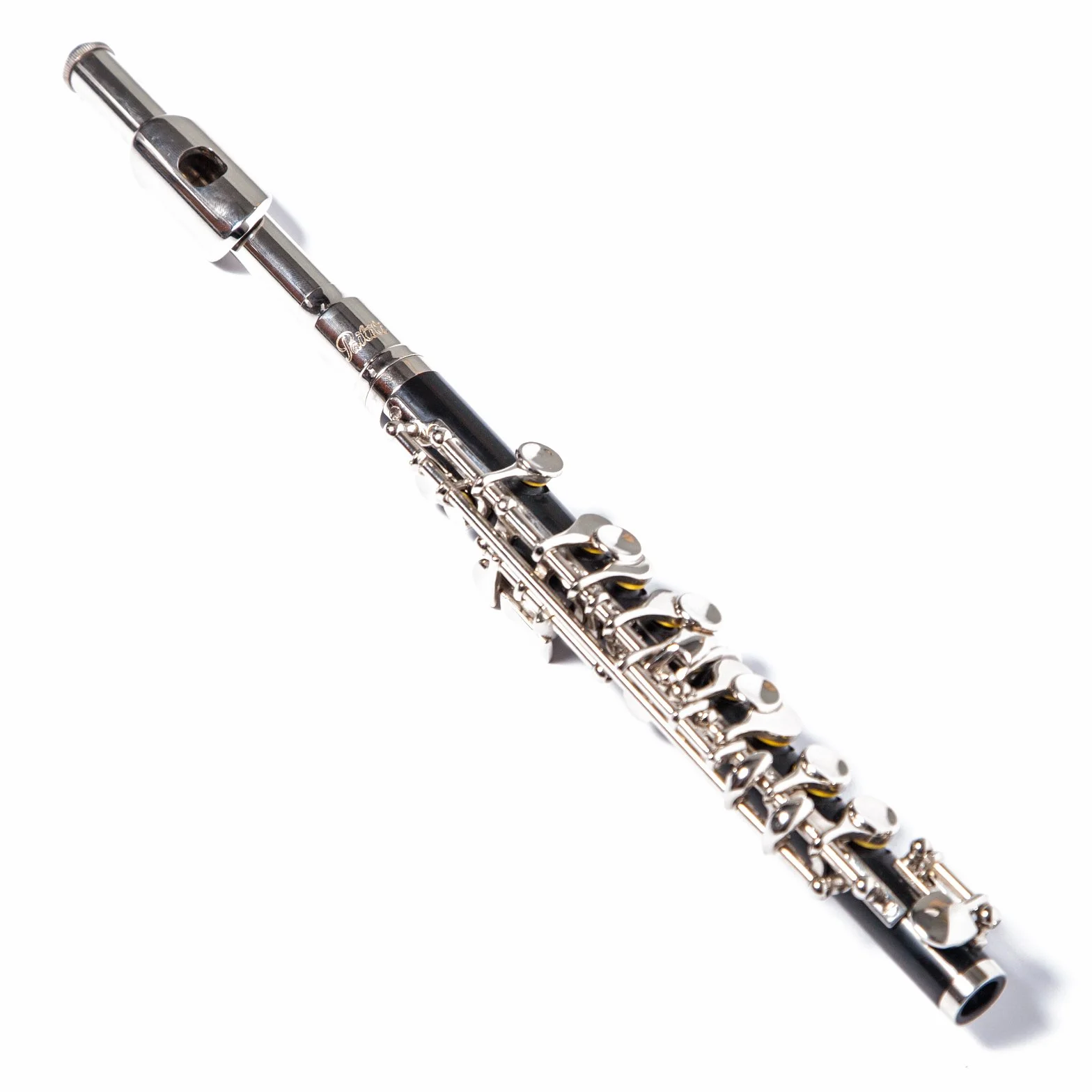Paititi Profesional Centertone Compuesto Madera Piccolo Flauta Chapado en Plata Cabeza Junta Ebonita Compuesto Cuerpo de Madera con Estuche
