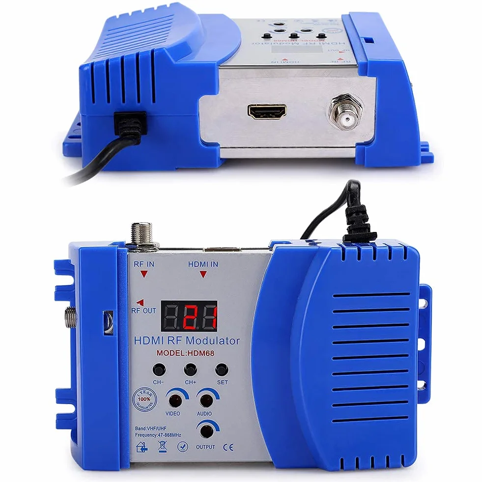 HD Digital Modulador,HDMI VHF/UHF Modulador de AV a RF Dual portátil con 1080P,Ancho de Banda 6MHz / 7MHz / 8MHz modulador para TV, PC, DVD