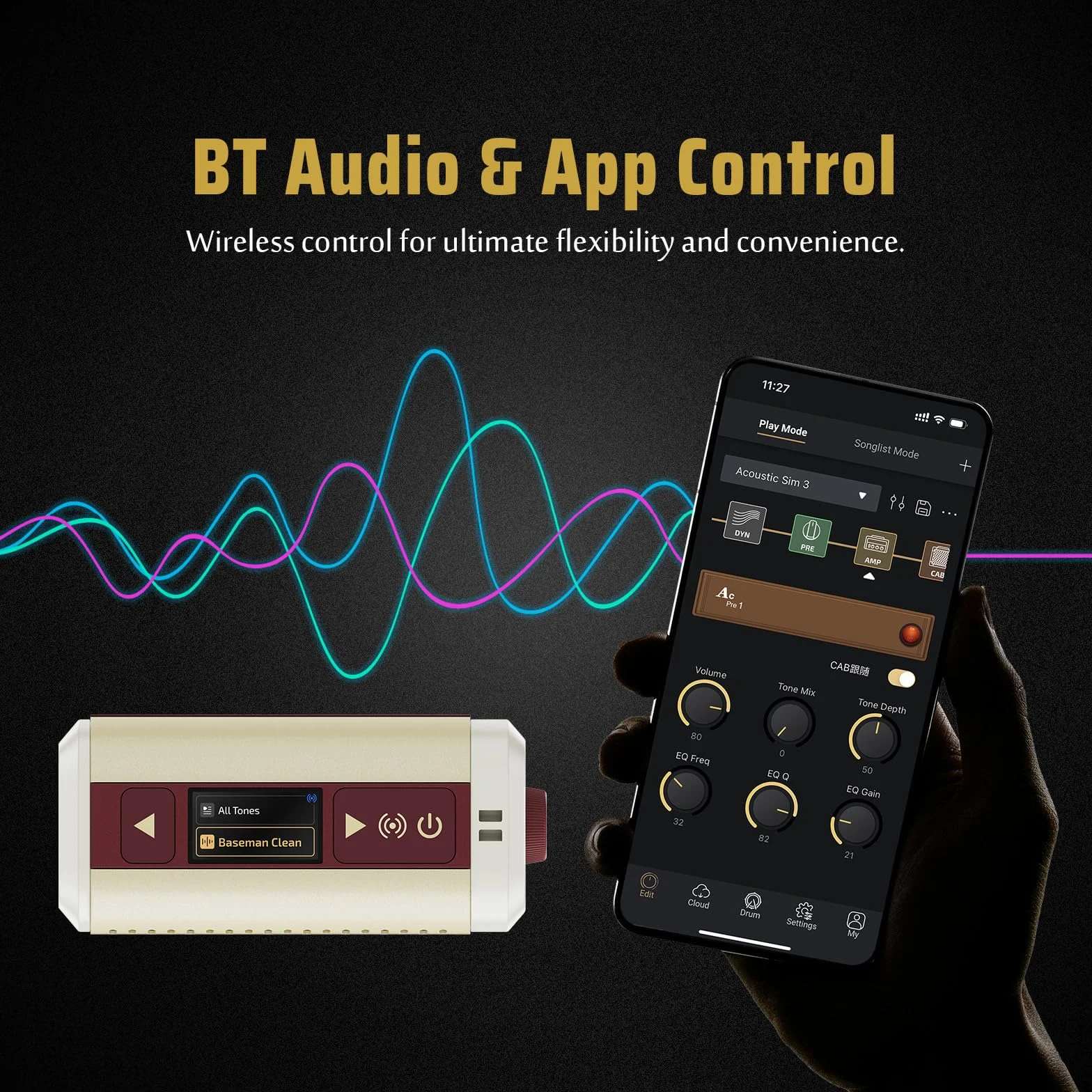 HOTONE Mini Amplificador de Modelado Multifuncional BT Guitarra Bajo IR Cabinas con Multi FX Aplicación Móvil Pulze Mini Ap-5