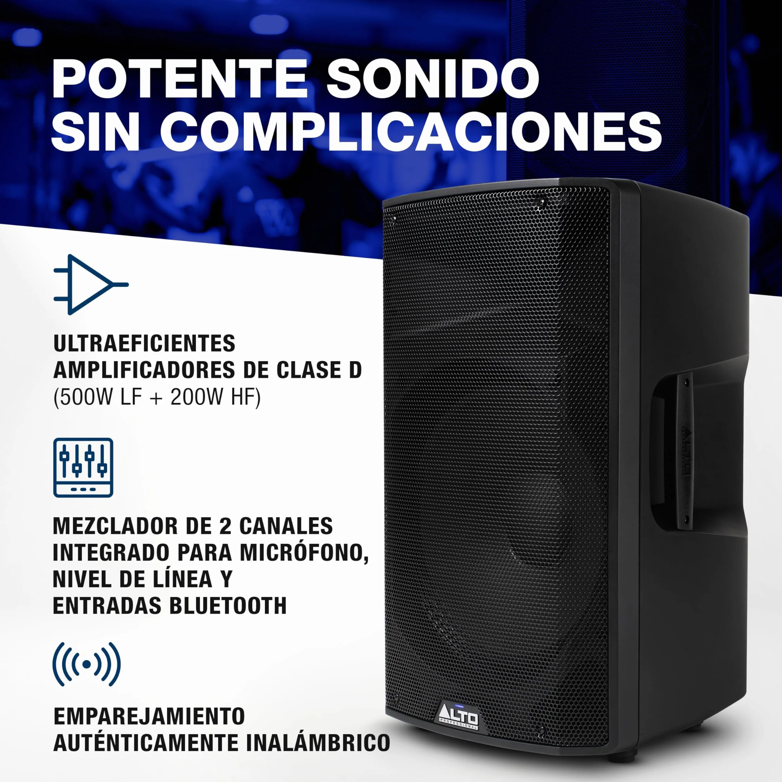 ALTO TX415 Altavoz Autoamplificado 700W 15 Pulgadas con TWS por Bluetooth, Mesa de Mezclas de 2 Canales, para Actuaciones de DJ o de Bandas al Aire Libre, Estudios de Ensayo, Recintos o Eventos