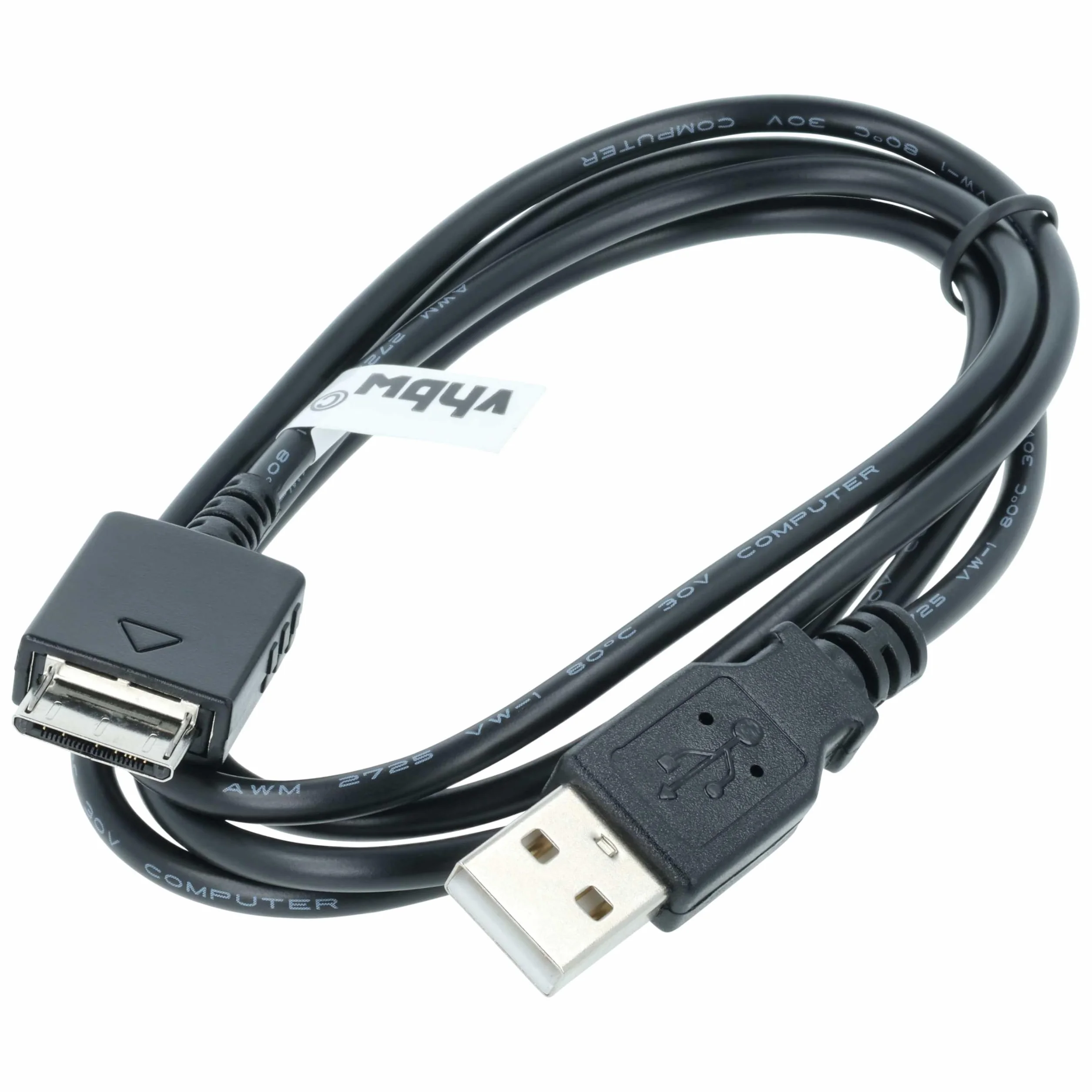 vhbw Cable de datos USB (tipo A a reproductor MP3) cable de carga compatible con Sony Walkman NWZ-E435F reproductor MP3 - negro, 150 cm