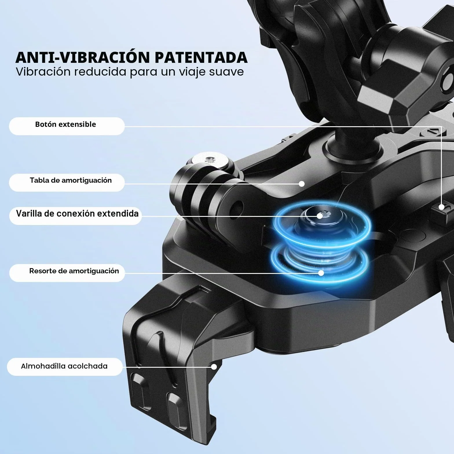 Soporte de Teléfono para Motocicleta Antivibración 4 Amortiguadores Manillar Universal 22-32 mm Ajustable 720°
