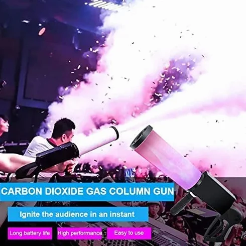 Cañón LED de Fiesta, Pistola de CO2 criogénica de Mano, Barra de Club Nocturno, Efecto de Chorro de DJ, Colorido con Manguera de Gas, nebulizador, Pistola de Humo, Efecto de Escenario en Aerosol