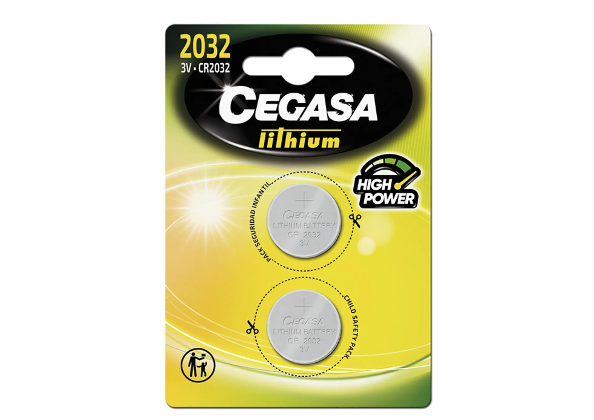 CEGASA CR2032 3V Pack 2 Pilas Botón de Litio