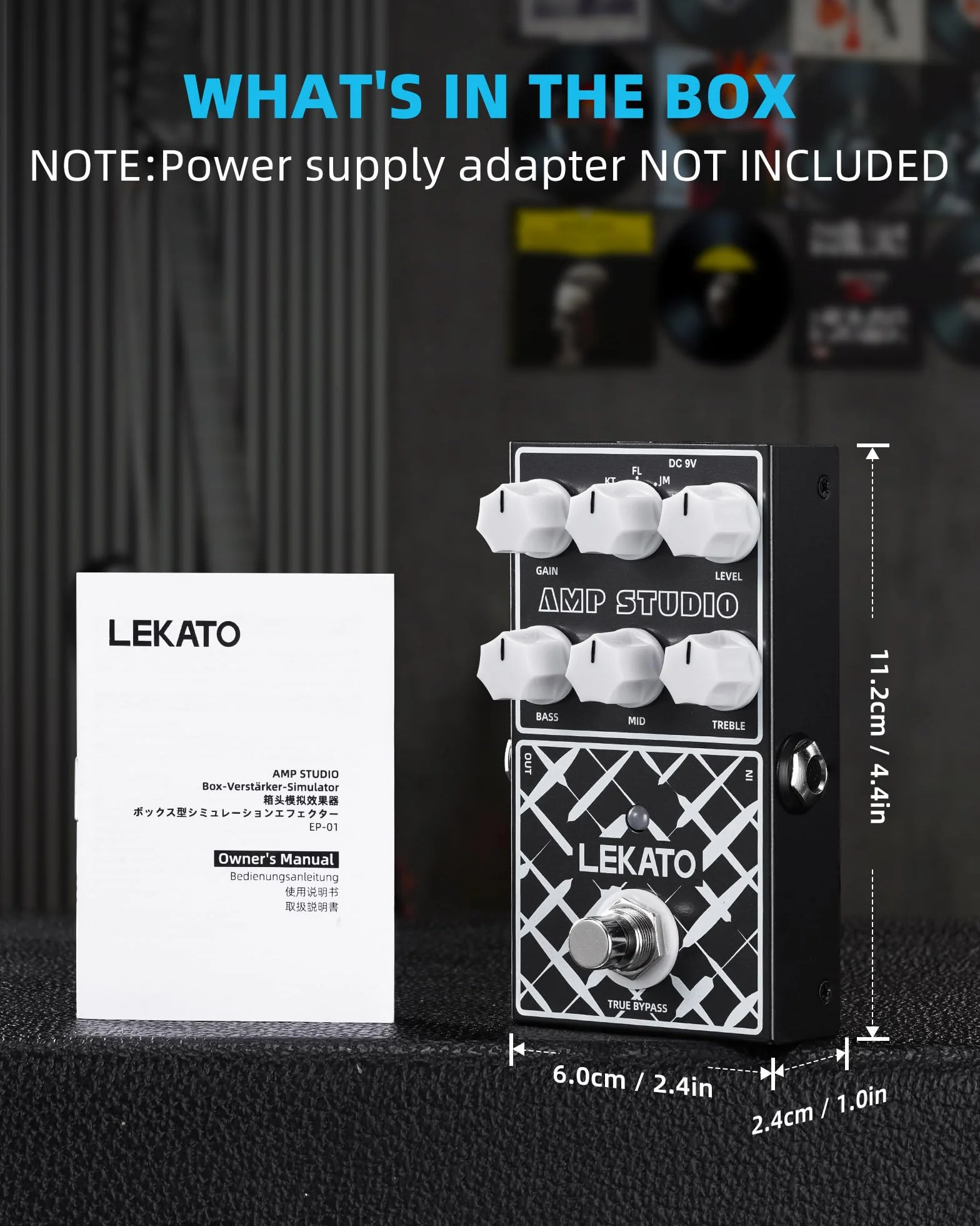 LEKATO Pedal de preamplificador, pedal de efectos de guitarra digital, 9 modelos de preamplificador con ecualizador de 3 bandas para guitarra eléctrica