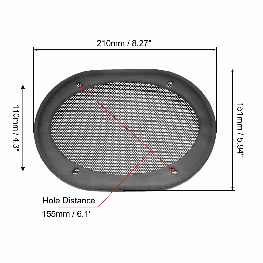 sourcing map Altavoz Rejilla Cubierta 5,94x8,27 Pulgada Malla Decorativa Cuadrada Subwoofer Guardia Protector Negro 2 Piezas