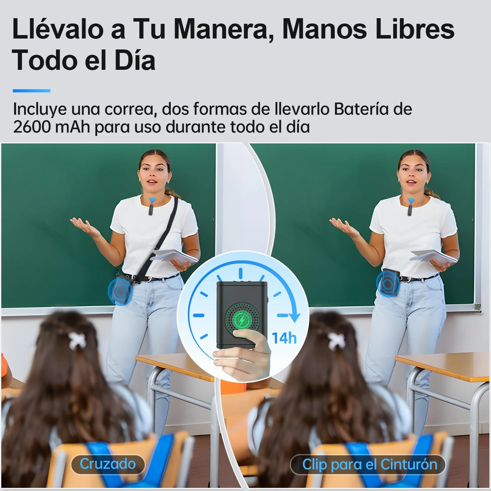 Moman Amplificador de Voz con Micrófono Lavalier Inalámbrico, Altavoz Portátil de Baja Latencia Sin Acoples, Sistema de PA Personal para Profesores, Aulas, Yoga, Formación