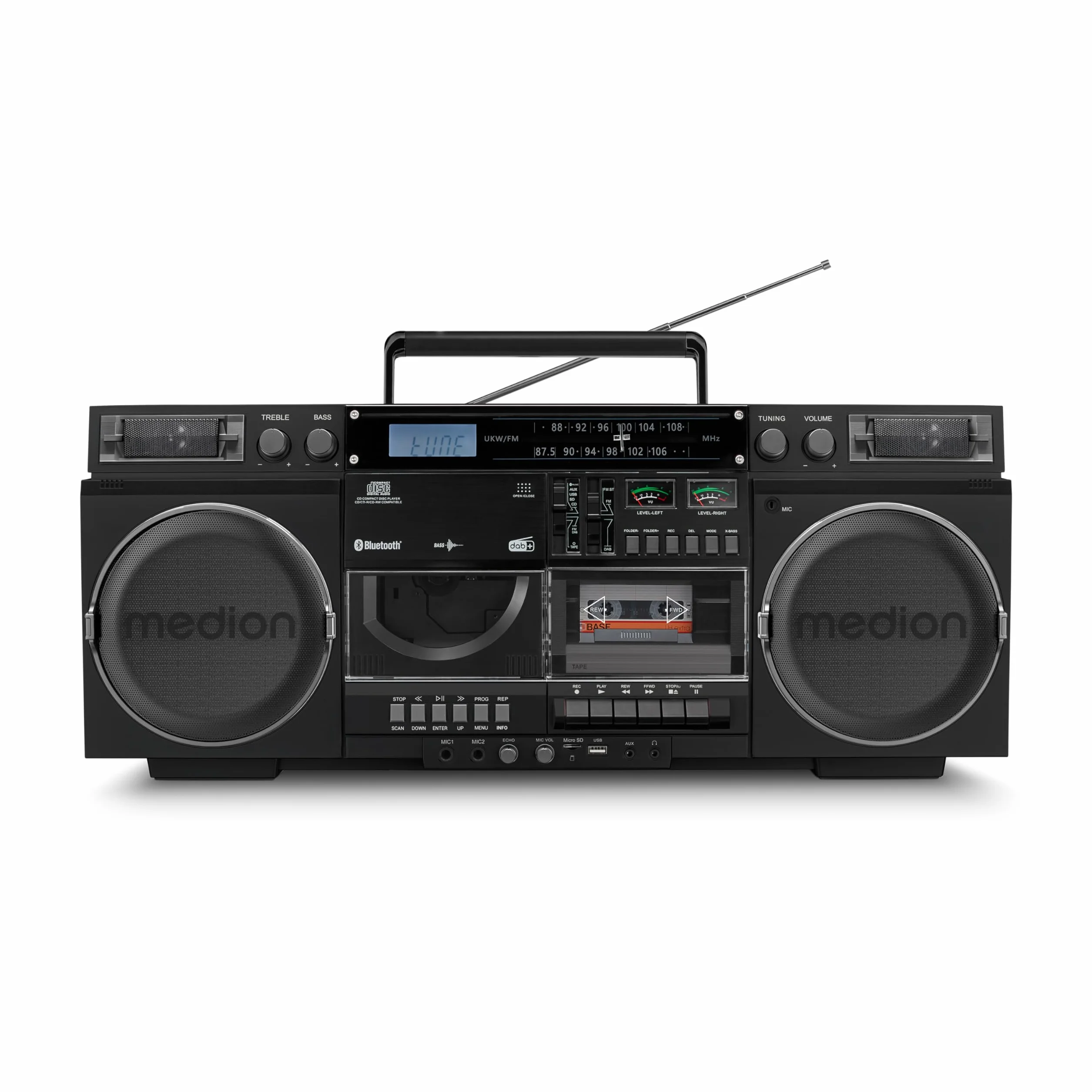 MEDION Ghetto Blaster Vintage DAB+ CD/Cassetta USB MP3 2x10W RMS Nero
