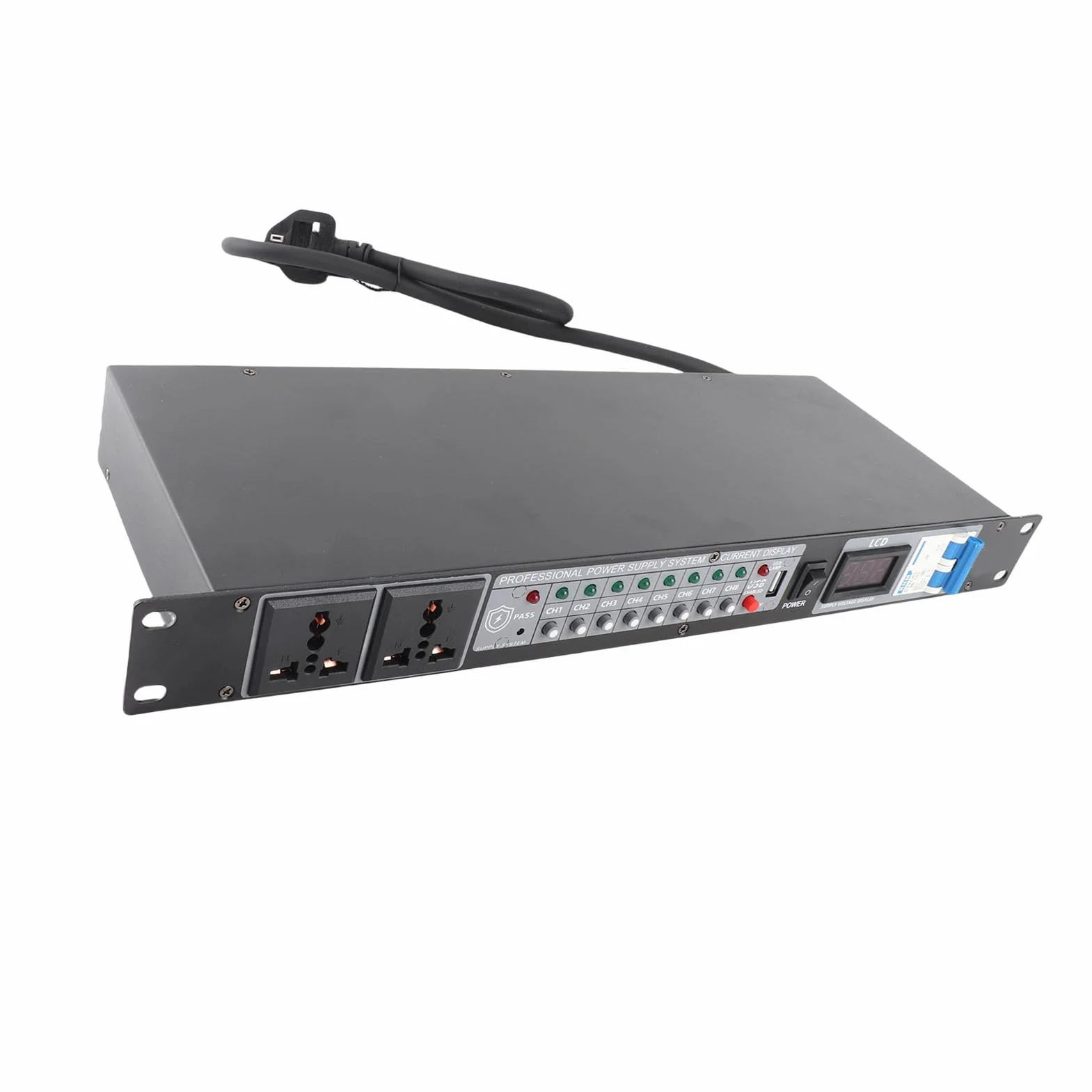 Acondicionador de Secuenciador de Potencia de 10 Salidas, Controlador de Fuente de Alimentación para Equipos de Audio y Video Profesional con Pantalla Digital Clara para Configuración de