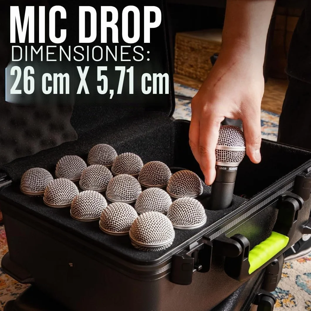Shure by Gator TSA Case Series; funda de plástico Shure con cierre aprobado por la TSA para 15 micrófonos con cable; (SH-MICCASE15)