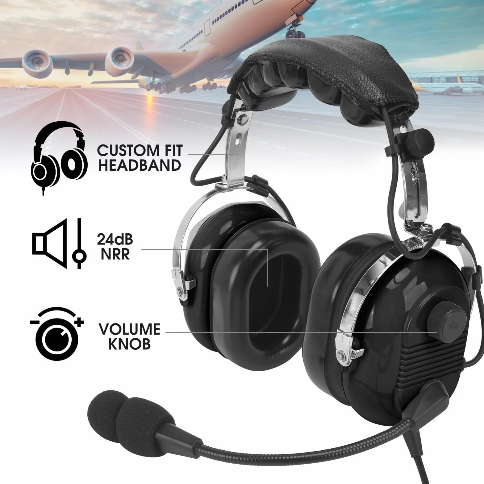 GA Auriculares de Aviación con Reducción de Ruido