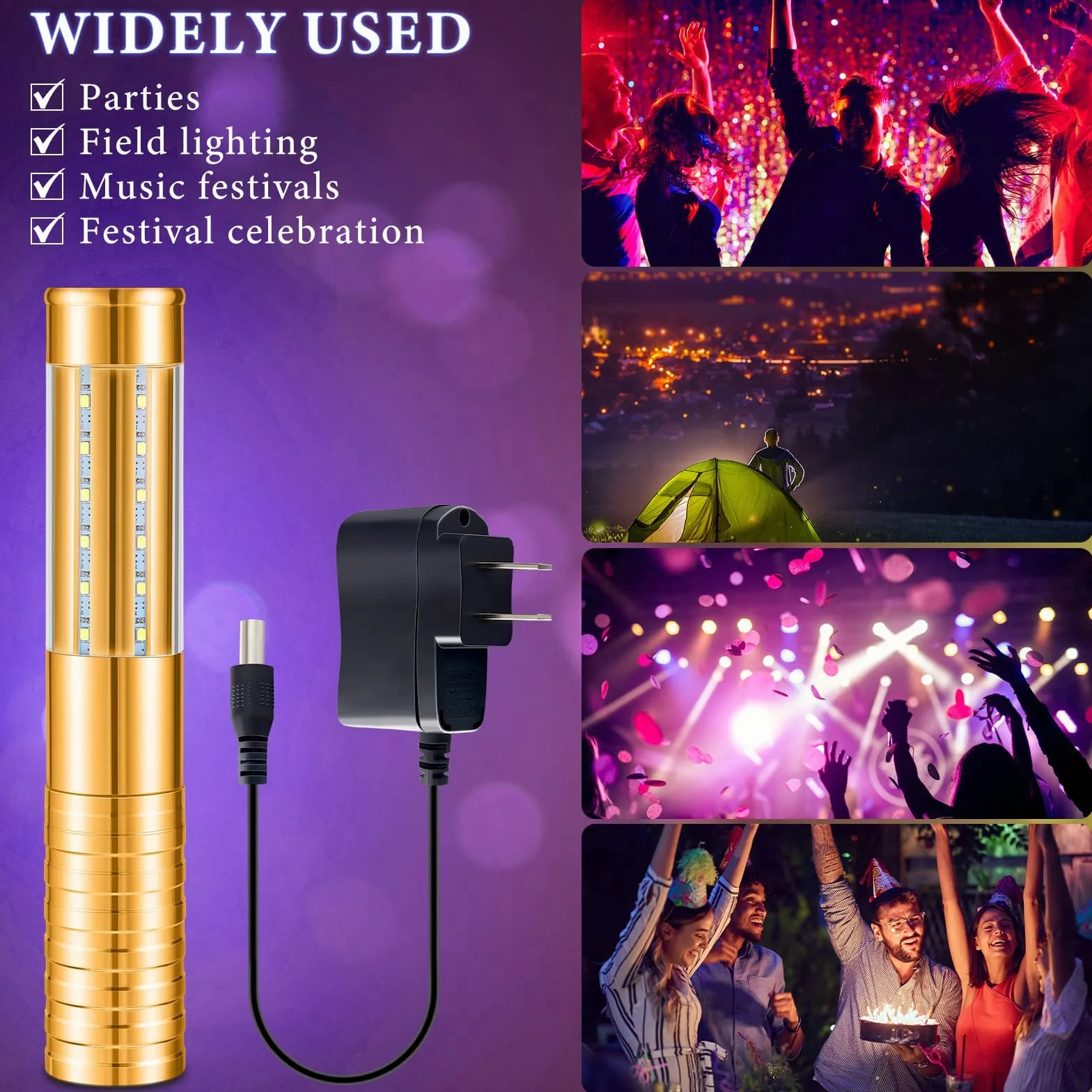 LED estroboscópico Baton Botella de champán Servicio Bengala luz Intermitente Recargable para KTV Bar Club cumpleaños Bodas Fiestas (Gold)