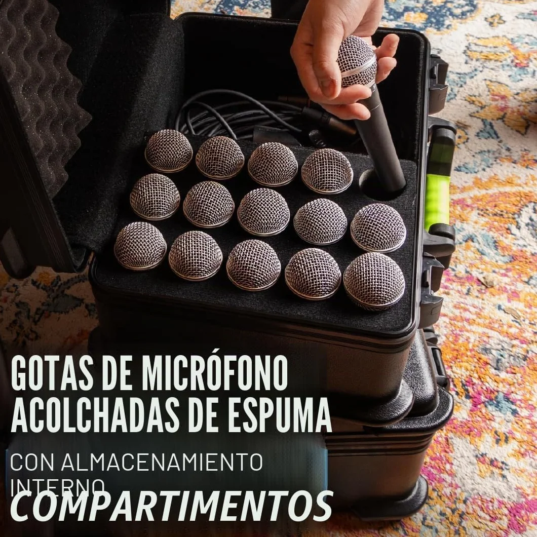 Shure by Gator TSA Case Series; funda de plástico Shure con cierre aprobado por la TSA para 15 micrófonos con cable; (SH-MICCASE15)