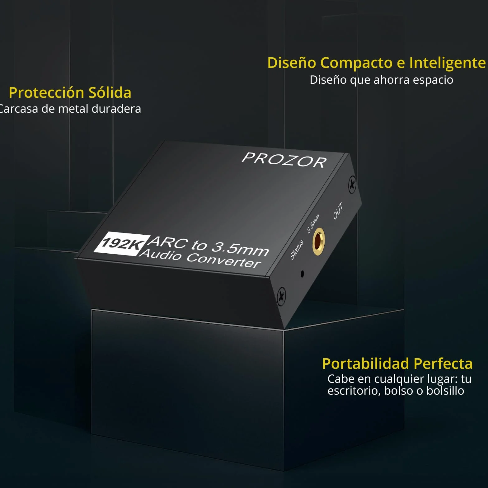 PROZOR Extractor de Audio HDMI ARC a 3,5mm Estéreo Convertidor ARC a Jack para TV Adaptador con Caja Metálica