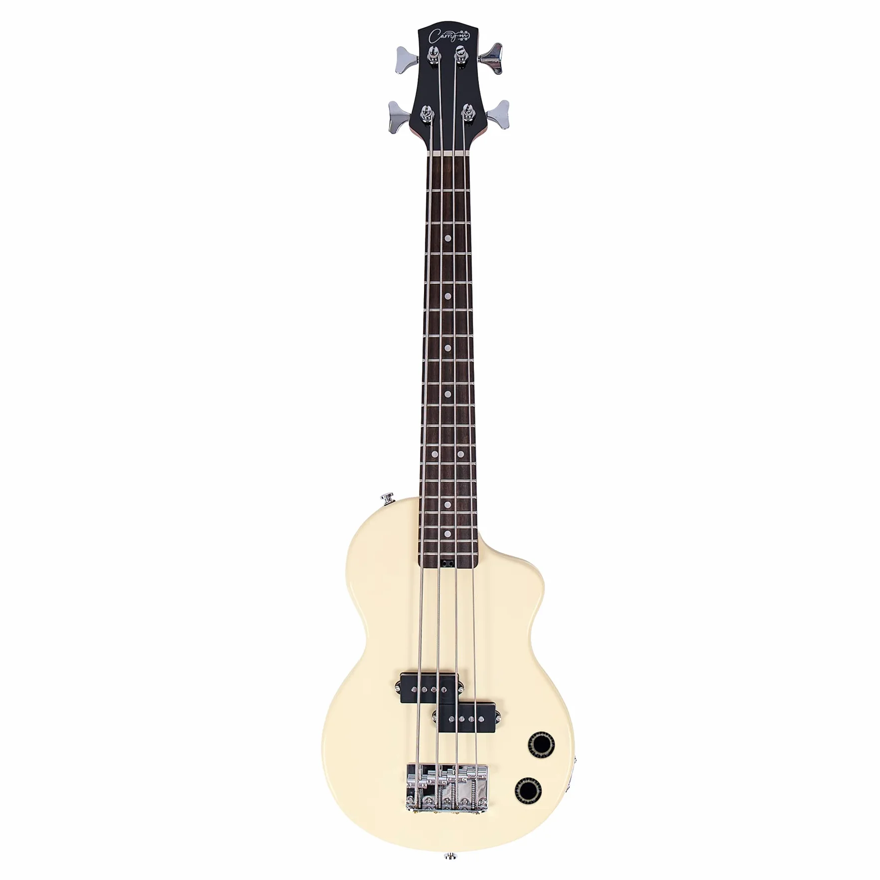 Carry-on By Blackstar Mini Guitarra Bajo Electrico Vintage White Perfecta para Niños y Adultos, Principiantes y Viajes