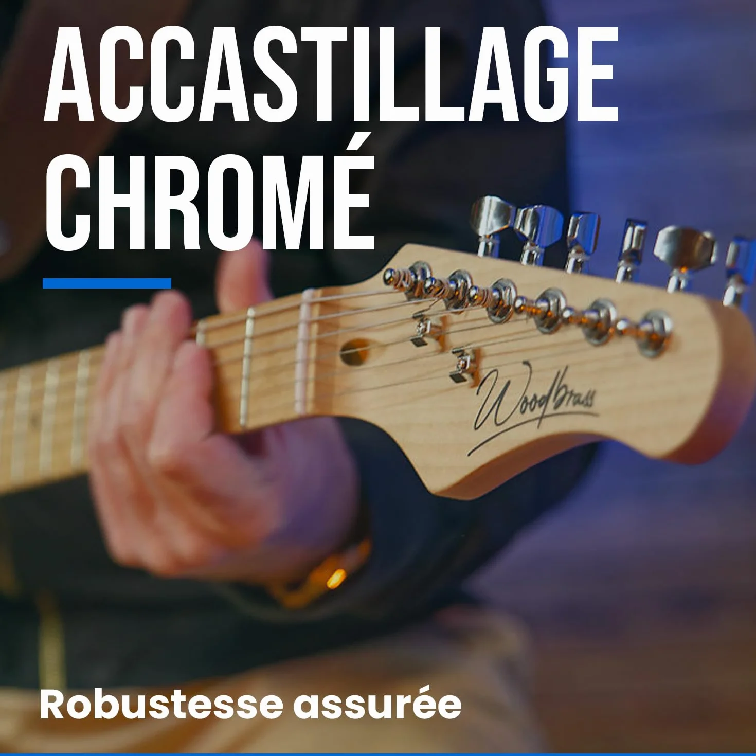 Guitarra eléctrica Woodbrass ST100 blanca – Ideal para principiantes, cuerpo de madera ST tilo americano, tecla de arce – Estilo rock, pop, funk, country, hard, metal