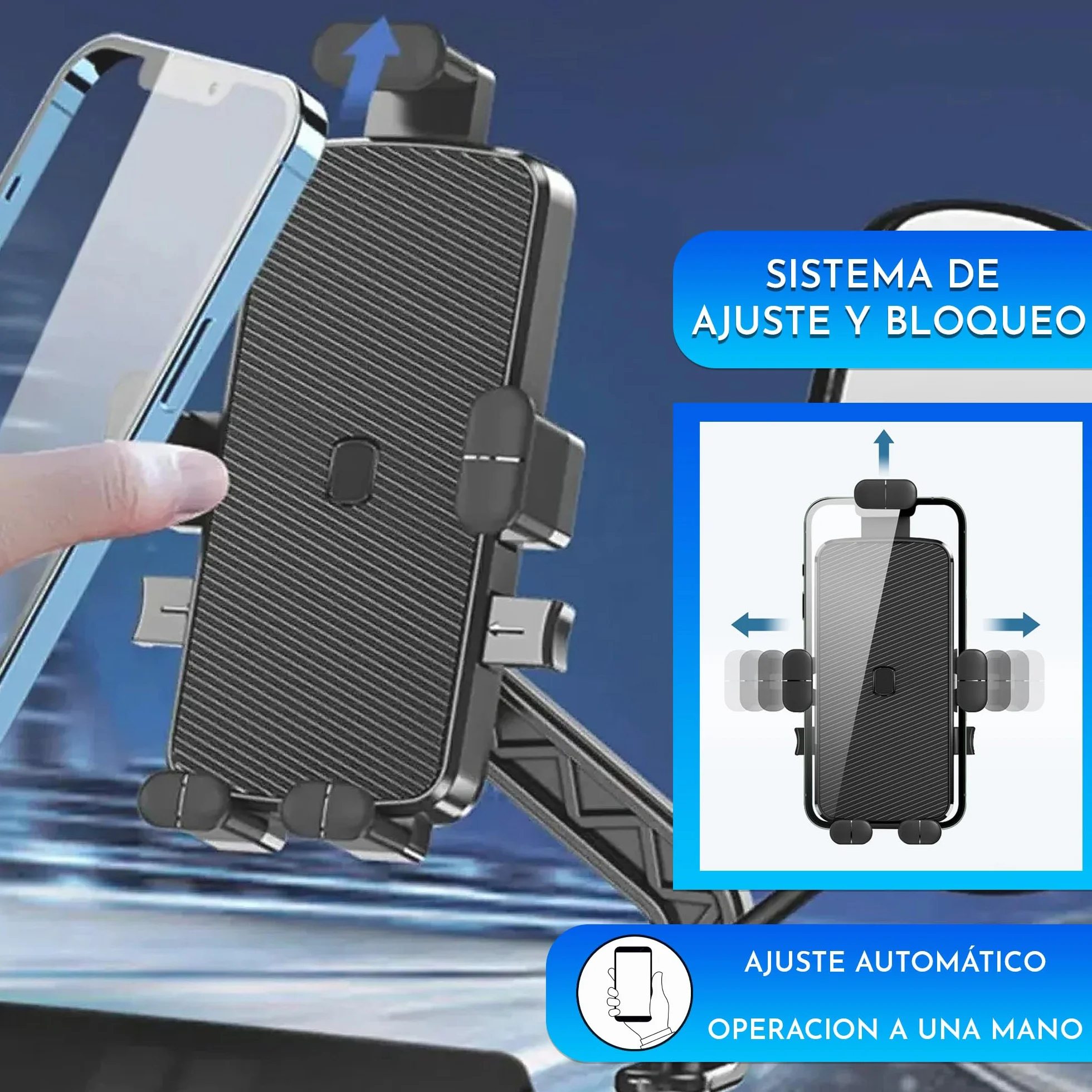 Soporte Móvil para Espejo Retrovisor de Scooter Moto 5 Sujeciones Rotación 360º Antivibración