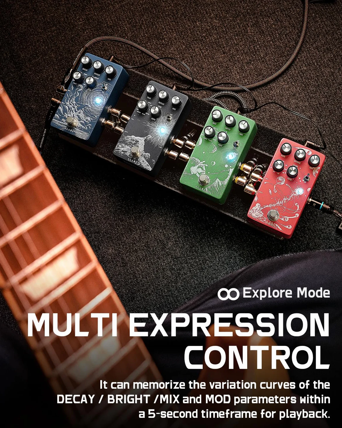 ALABS CETUS - Pedales de reverberación para guitarra eléctrica con 9 efectos, secado analógico, congelación y modulación ajustable