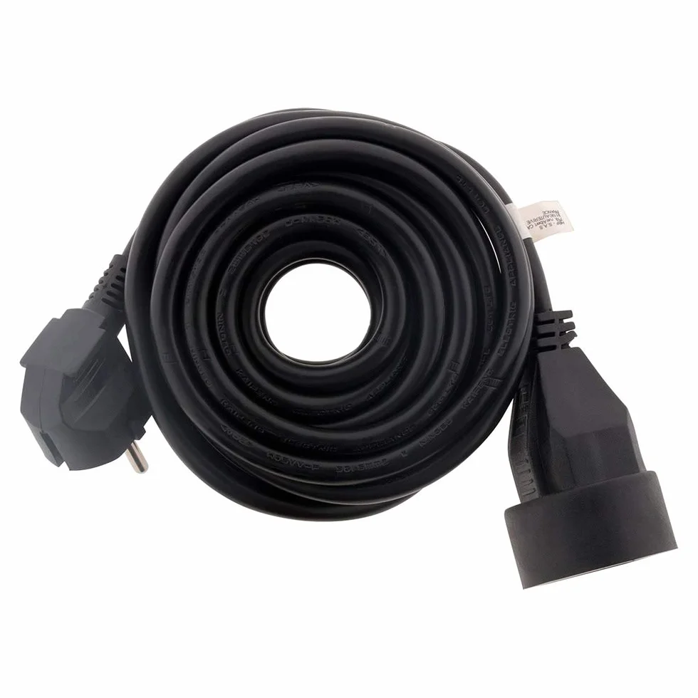 Extensor enchufe Francés Hembra a macho 16 A HO5VV-F 3G1,5 mm² 5 m Negro