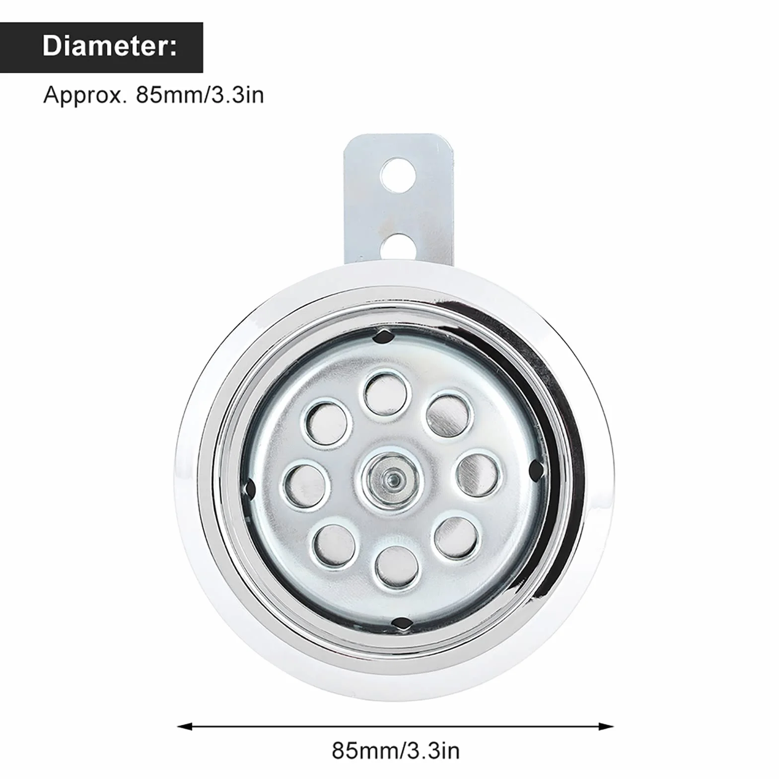 Bocina de motocicleta universal impermeable 110dB ruidoso 12 V 85 mm con cubierta cromada en forma de panal J8p924