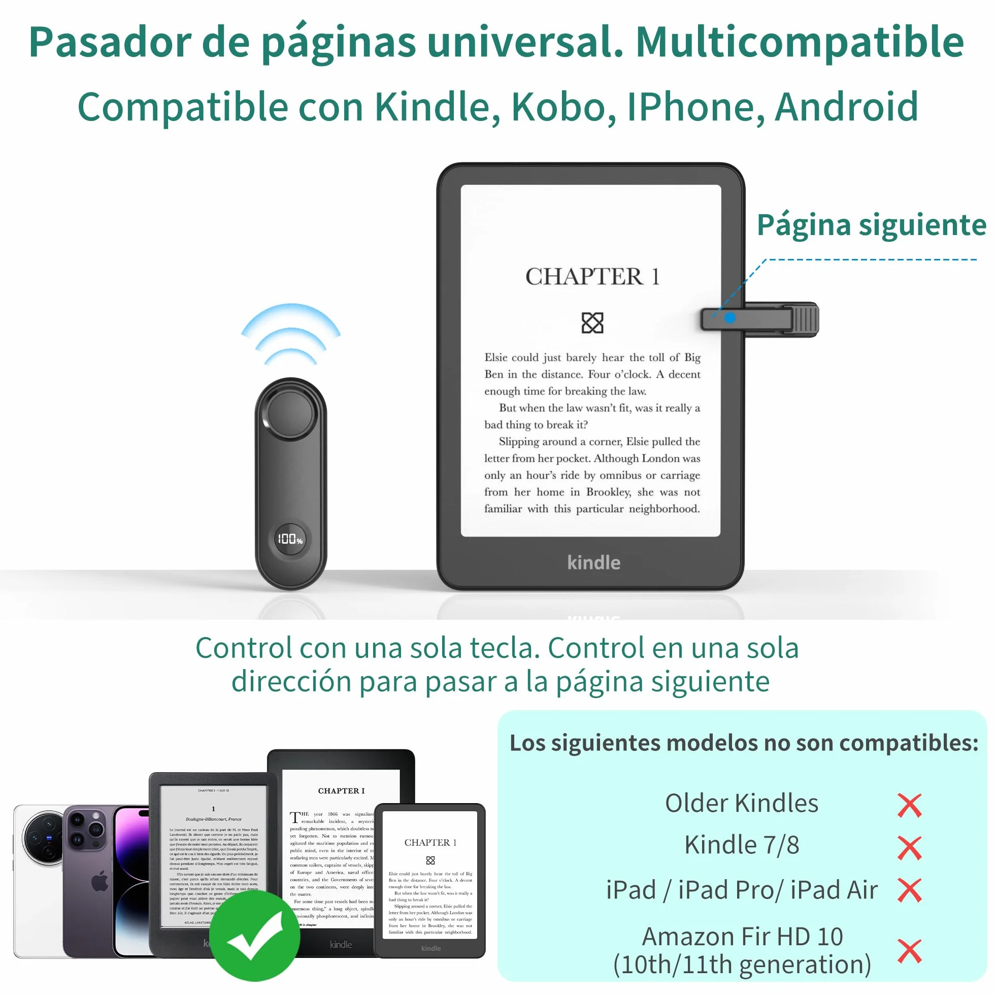 PlusAcc Soporte Cuello de Cisne Ajustable para Kindle Kobo Leer en Cama