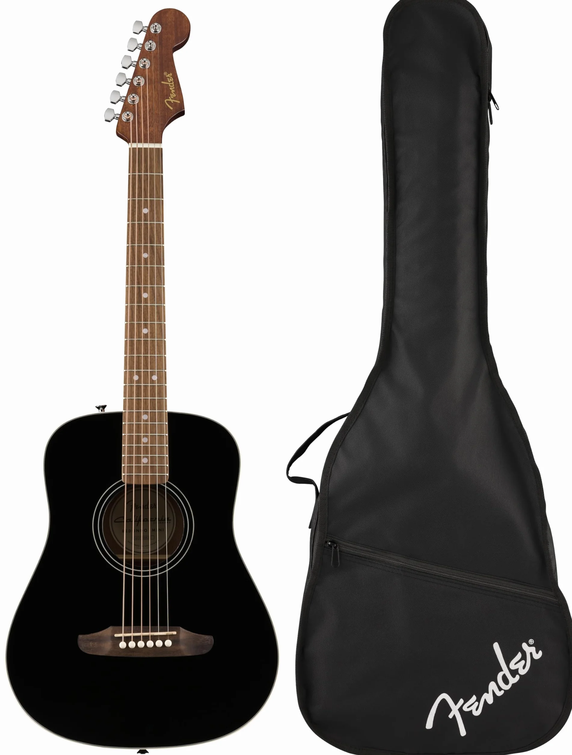 Fender California Standard Redondo Black Spruce Top Mini Acoustic Guitar with Bag