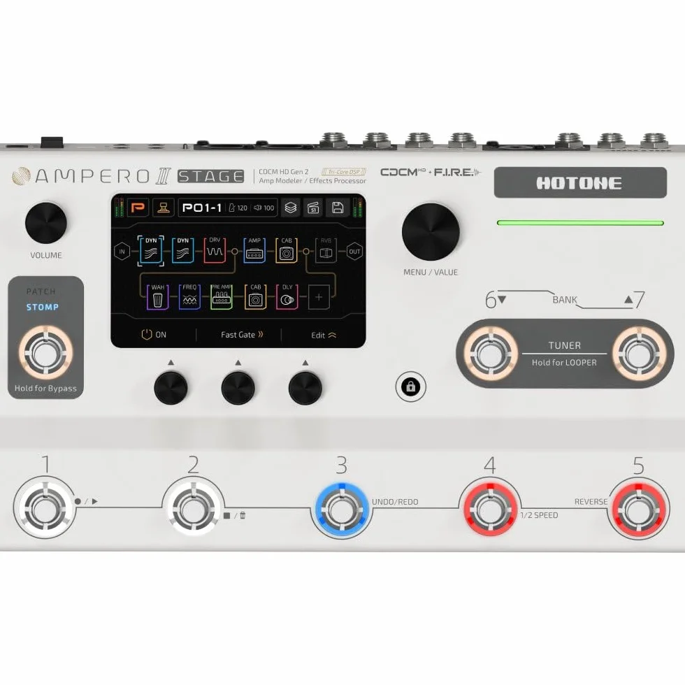 HOTONE Procesador de pedal multiefecto, pantalla táctil, guitarra, bajo, amplificador, modelado, gabinetes IR, simulación, cadenas de doble efecto con FX Loop MIDI I/O estéreo OTG, interfaz de audio