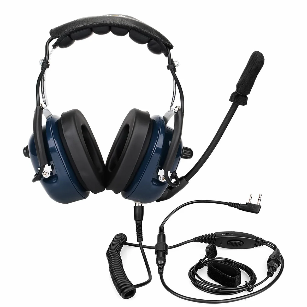 Auriculares de aviacin de Doble Enchufe headset aviación Acero Inoxidable audífonos de piloto Espuma a Prueba de Viento, reduccin de Ruido de 24 dB, Auriculares Electrónica aérea
