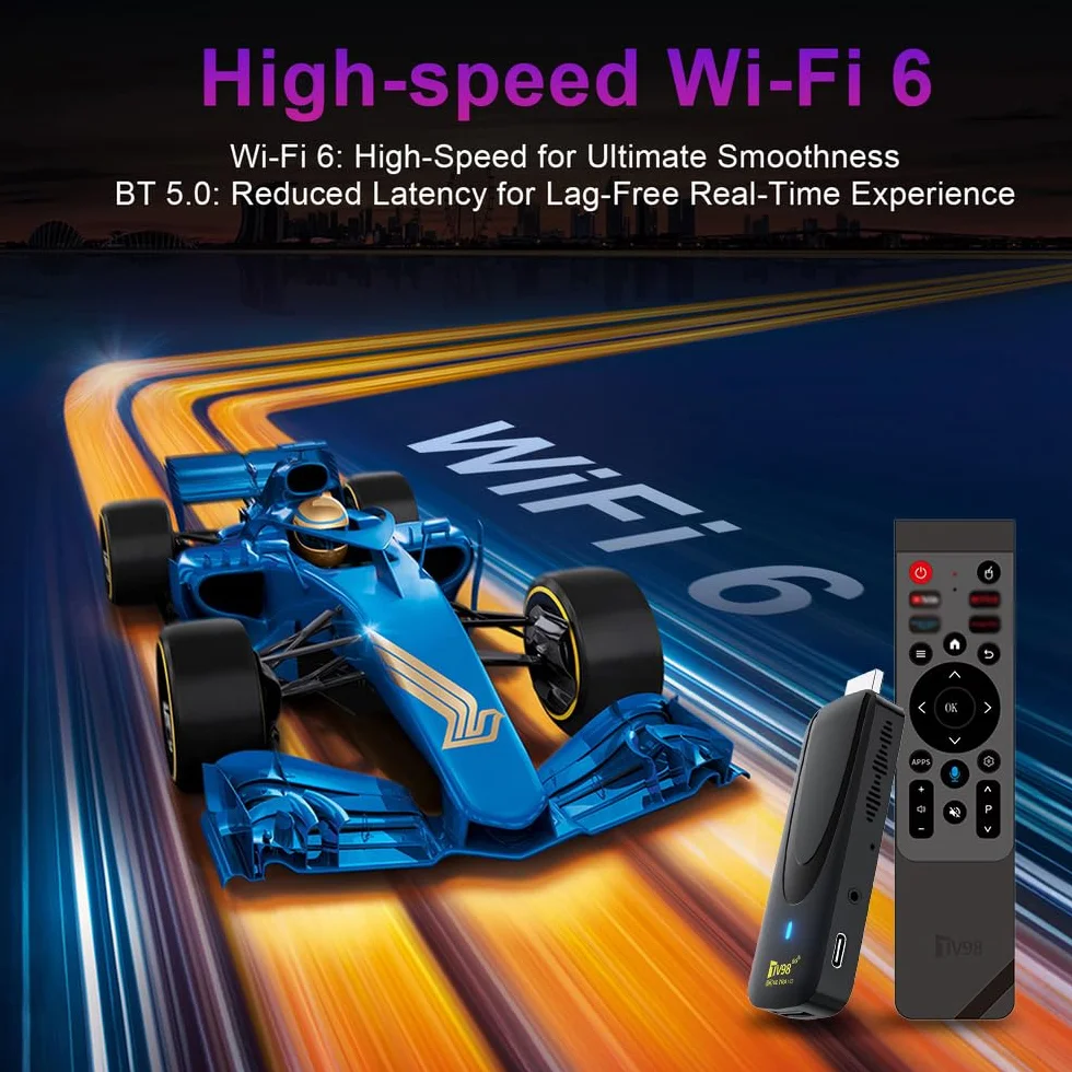Android TV Stick 4K Ultra HD HDMI, Convierte tu TV en Smart TV, WiFi Dual Band, Bluetooth 5.0, 2GB RAM + 16GB ROM, Streaming Multimedia y Apps Android..