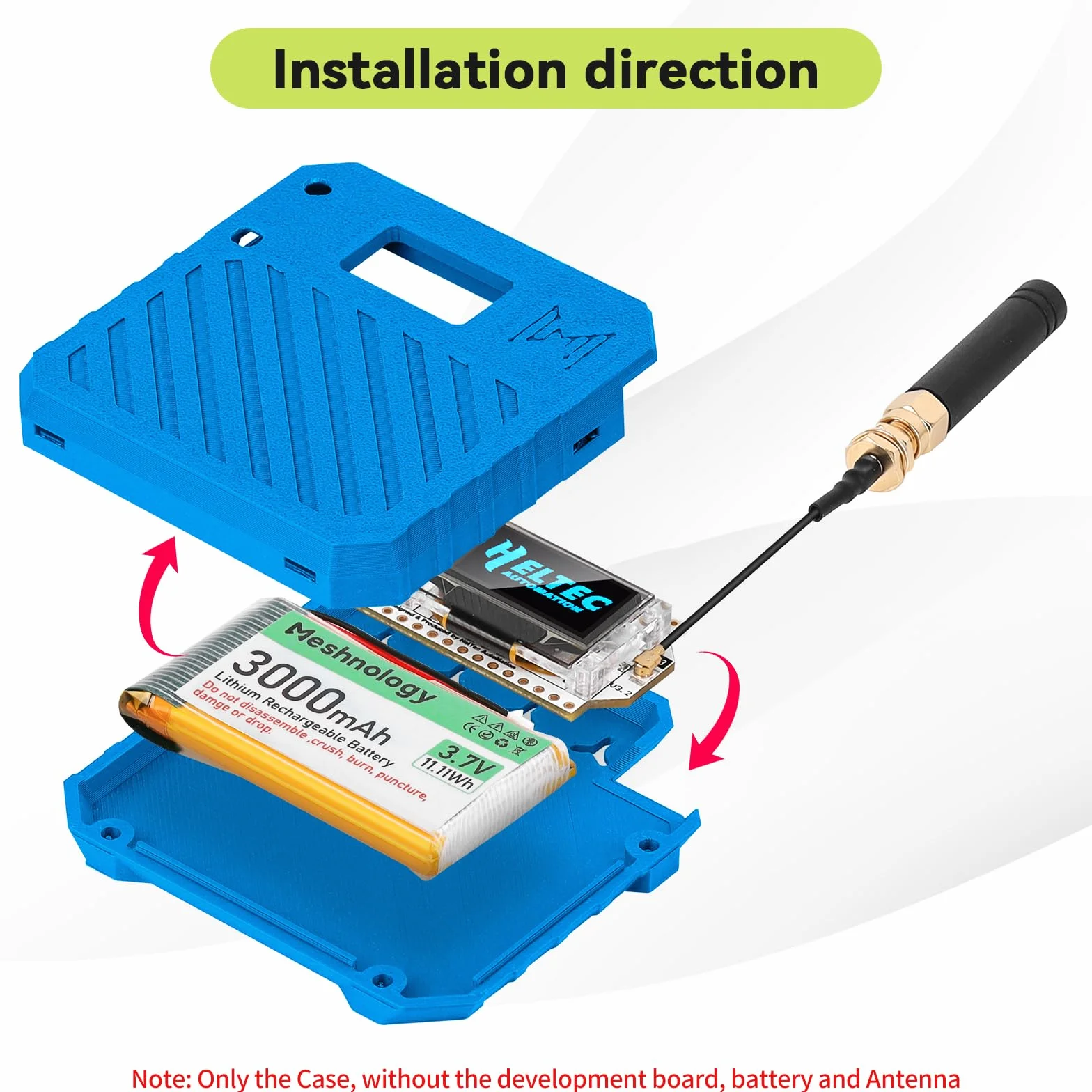 Heltec V3 ESP32 LoRa placa de desarrollo carcasa malla con antena tipo C azul