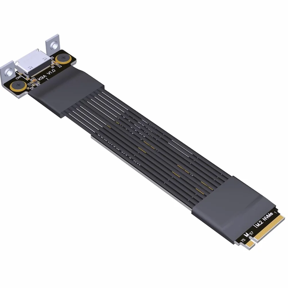 JMT ADT-K49SA-BK PCIe4.0 x4 M.2 NVMe a OcuLink SFF-8611/8612 Adaptador de tarjeta gráfica de 64 Gbps Cable de extensión externa (K49SA-BK, 15 cm)