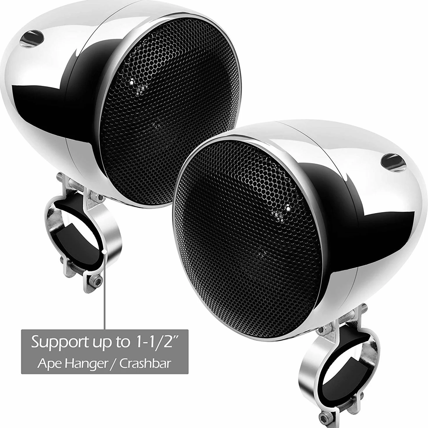 M150 Sistema de Audio con Amplificador de Motocicleta con AUX, MP3, Radio FM, 4 Pulgadas de Altavoces estéreo Bluetooth Impermeables para Motocicletas ATV UTV RZR (Cromo, Red)