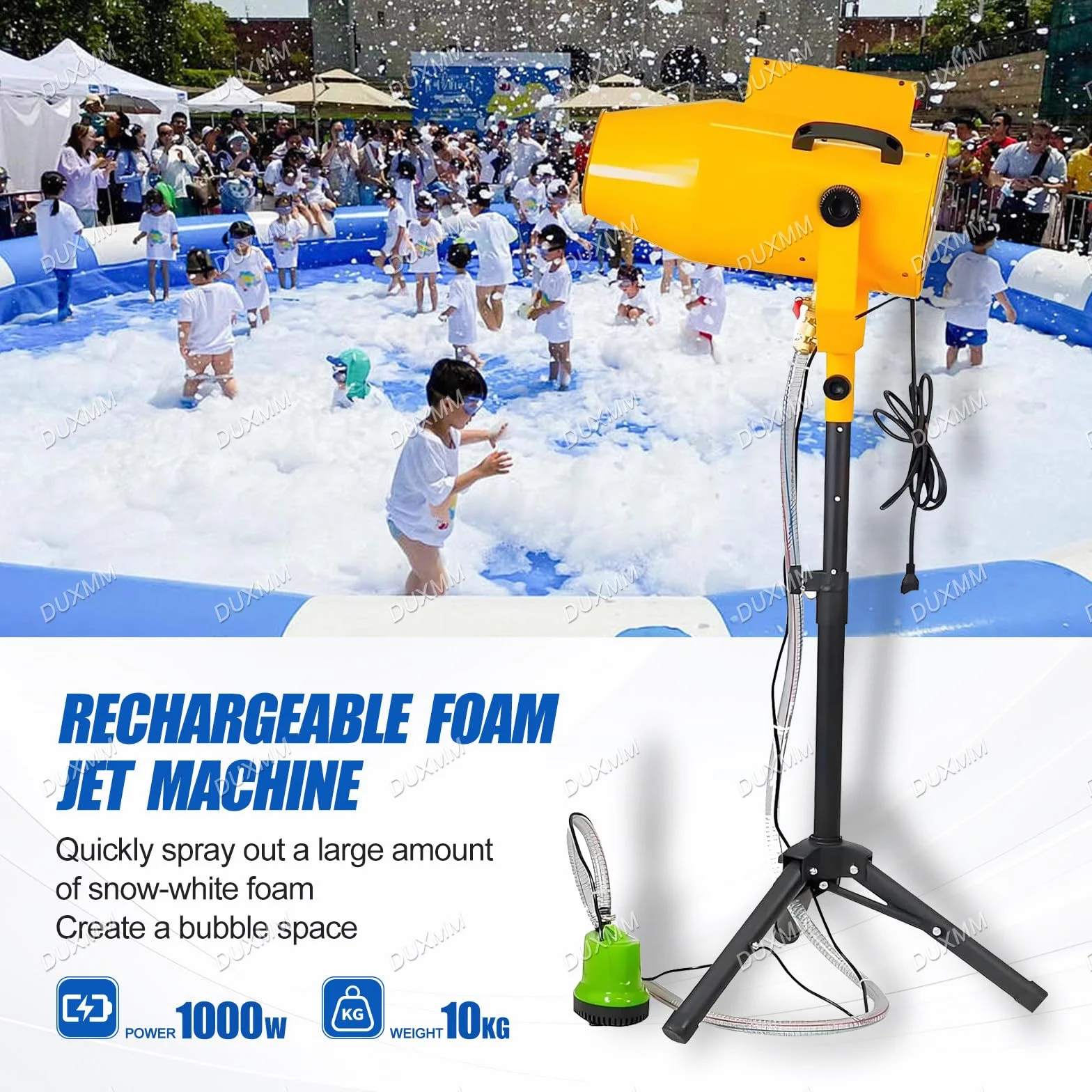 CañóN De Espuma para Fiesta,Cañón De Espuma De Alta Potencia 1000 W,Máquina de Espuma con Chorro de Efecto,Producción De Espuma 20 M³/Min,para Fiesta Discoteca Navidad,Yellow