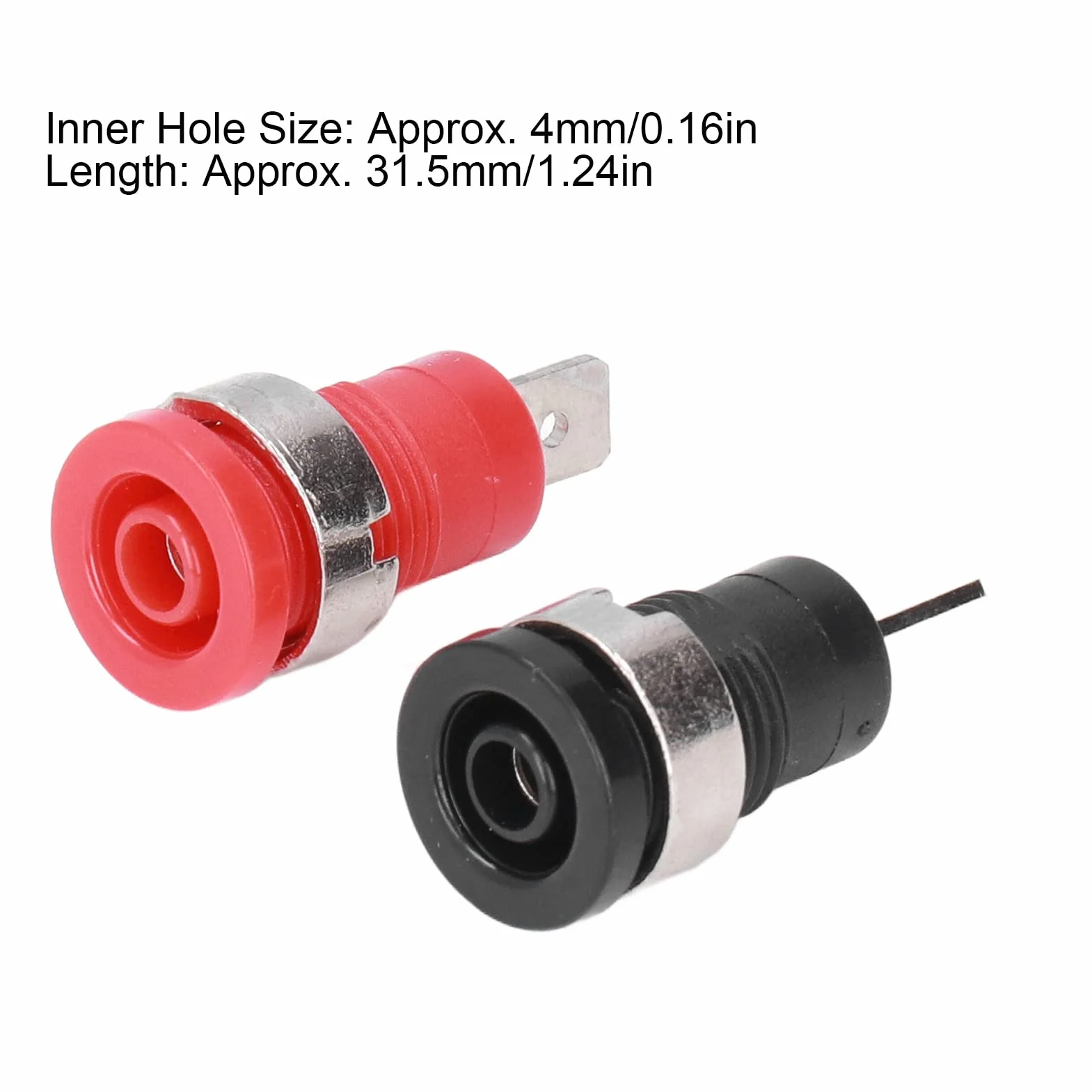 Conector Tipo Banana 4 mm, Terminales de Retorno Seguro, Rojo y Negro, Cobre Puro, Agujero de Montaje 12 mm, Tierra Desmontable