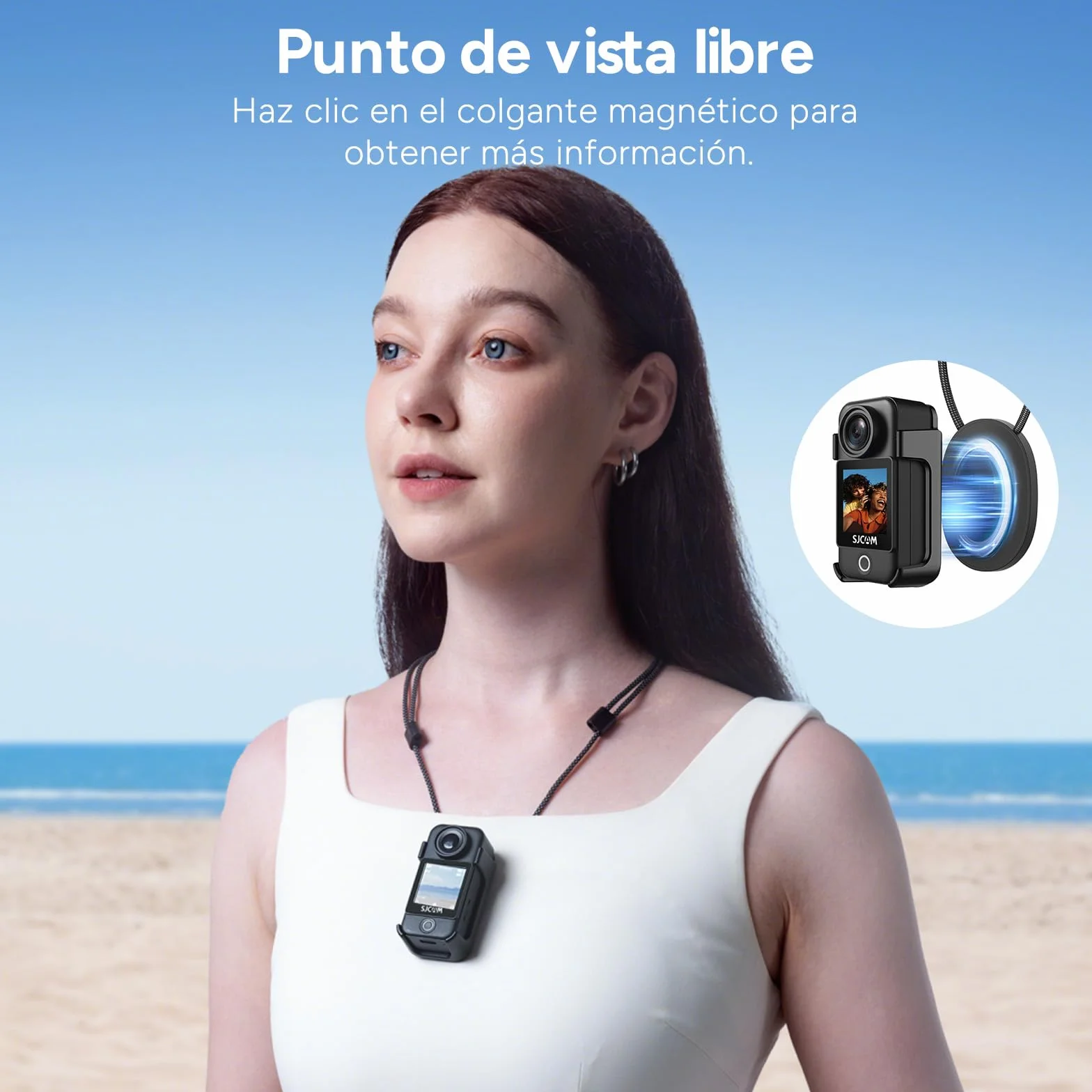 SJCAM C300 Vlog Pack 64G Cámara Vlog con Batería 7 Horas Estabilización 6-Ejes Doble Pantalla Táctil 154° Gran Angular Impermeable Negra