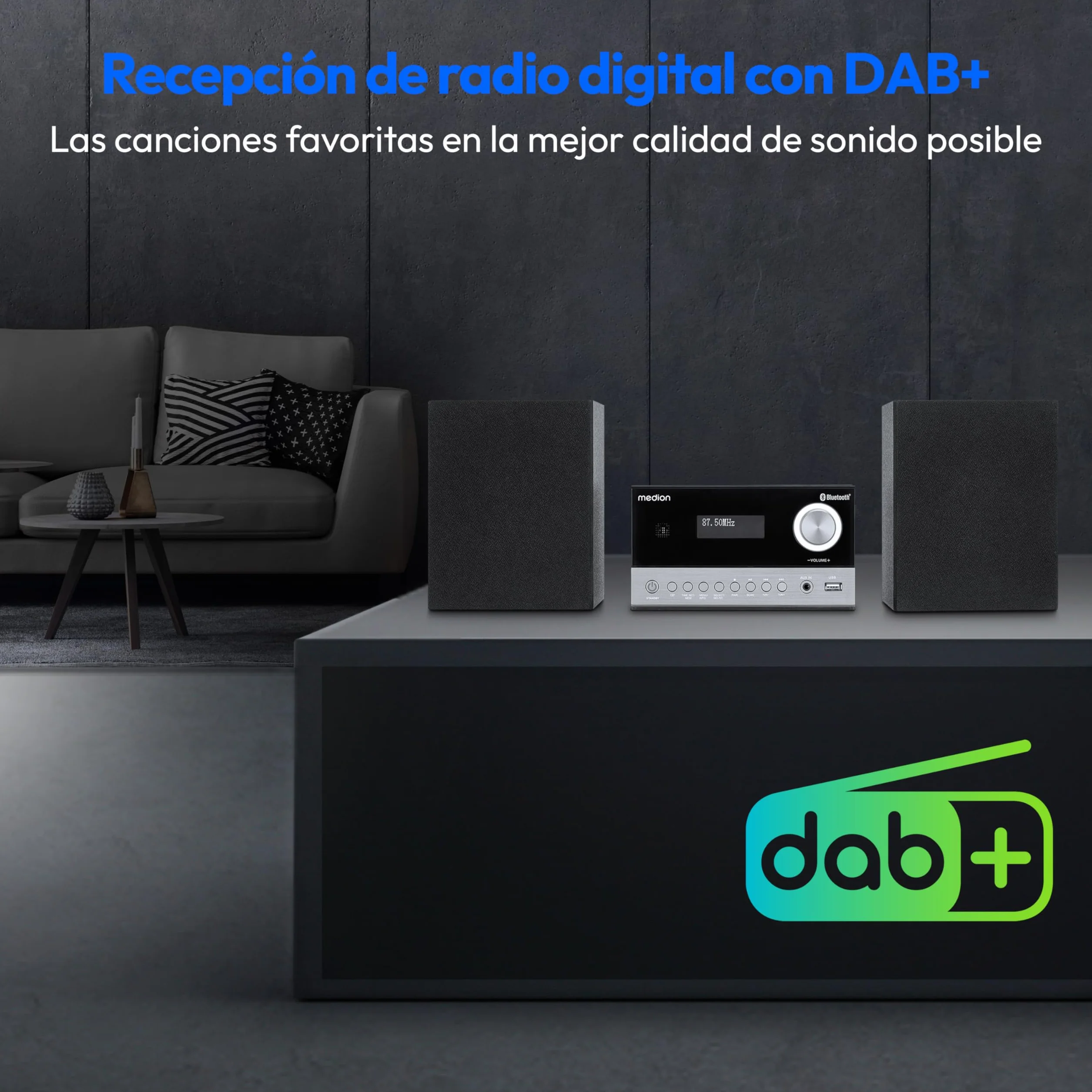 MEDION E64088 Compact Micro Audio System Dab+ CD PLL FM Radio Bluetooth USB MP3 LCD