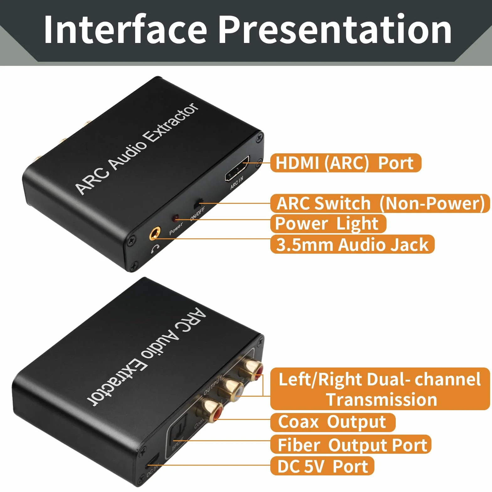 Extractor Audio HDMI ARC DAC 192kHz Óptico Toslink Coaxial a RCA L/R 3.5mm Jack