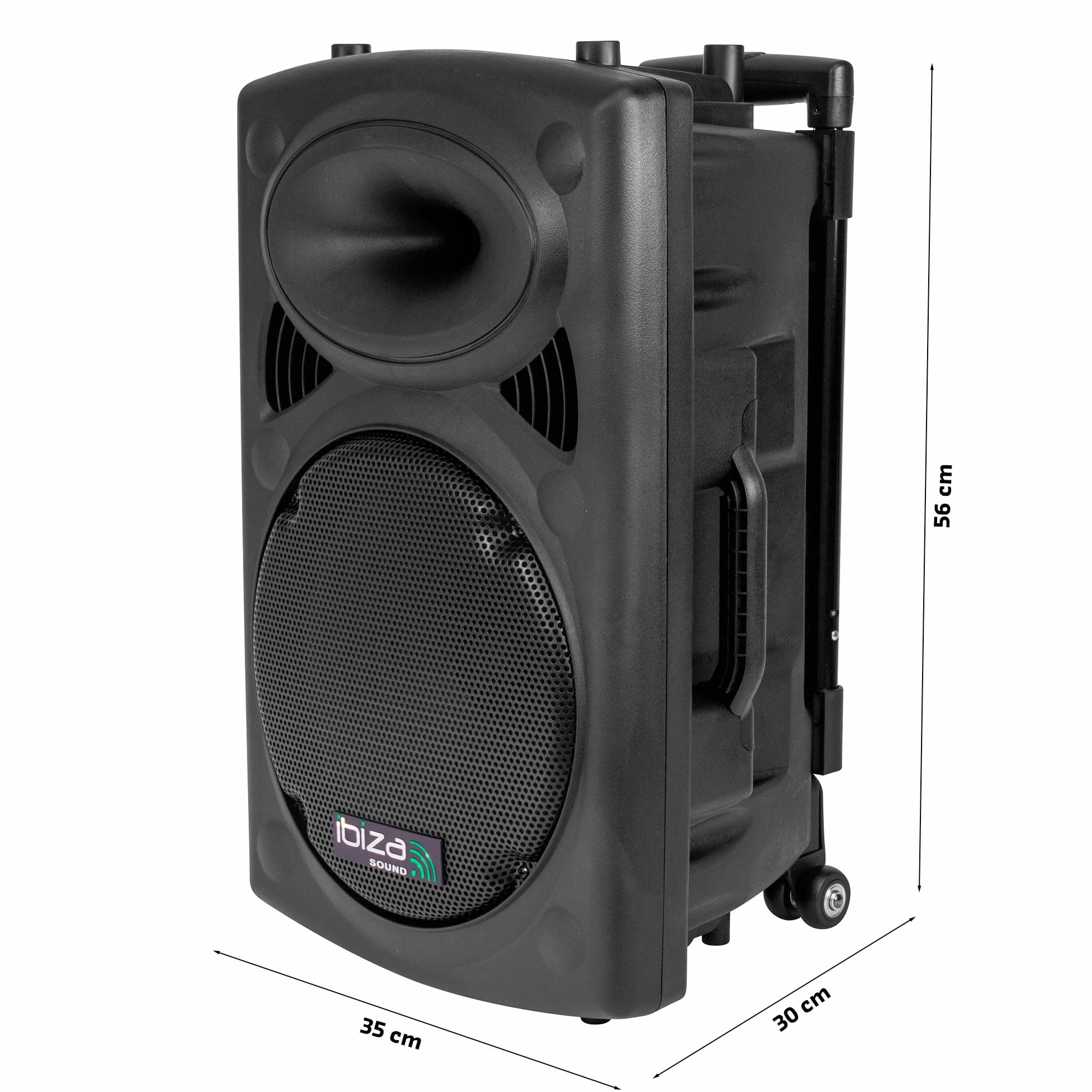 Ibiza PORT12VHF-BT Altavoz PA Portátil 12" 700W Máx. 350W RMS con 2 Micrófonos VHF TWS Trolley