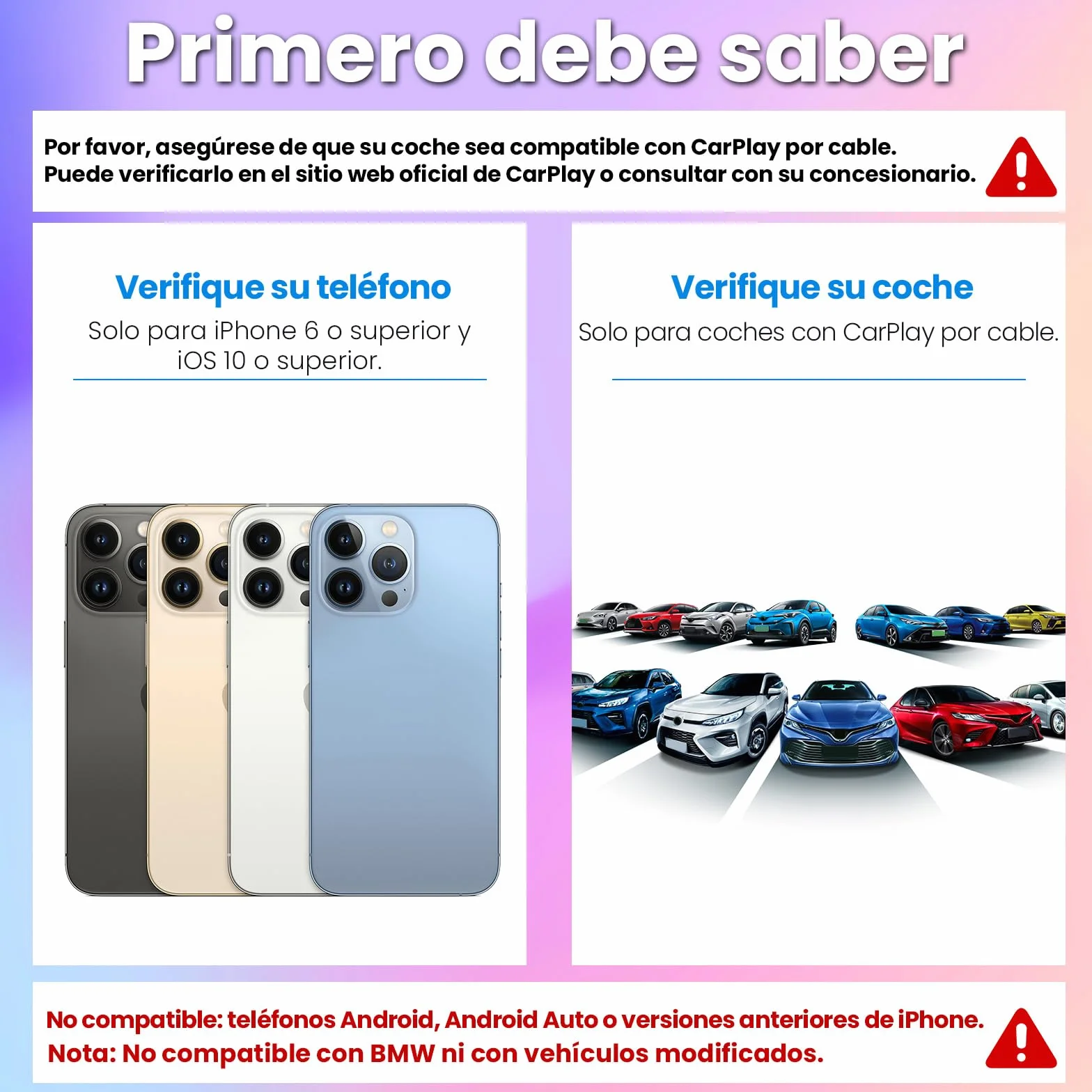S1 Adaptador CarPlay Inalámbrico para Coche con CarPlay por Cable, Convierte CarPlay con Cable a Inalámbrico, USB A/C Plug and Play, Compatible iOS 10+ y Coches con Car Play