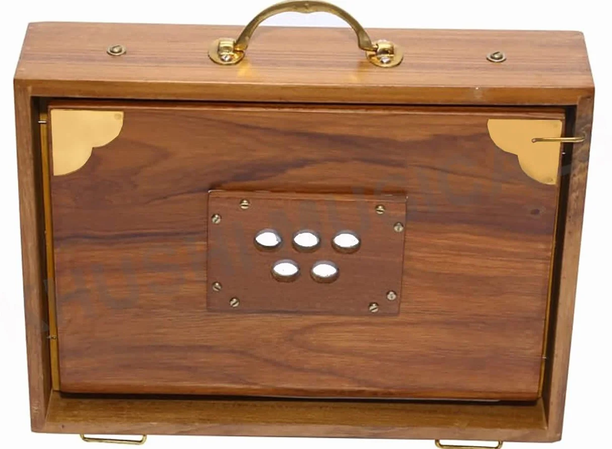 Surpeti Classic Shruti Box en madera de té con accesorios de latón sintonizados a 440 Hz, perfecta para yoga, kirtan, terapia de sonido, marrón,