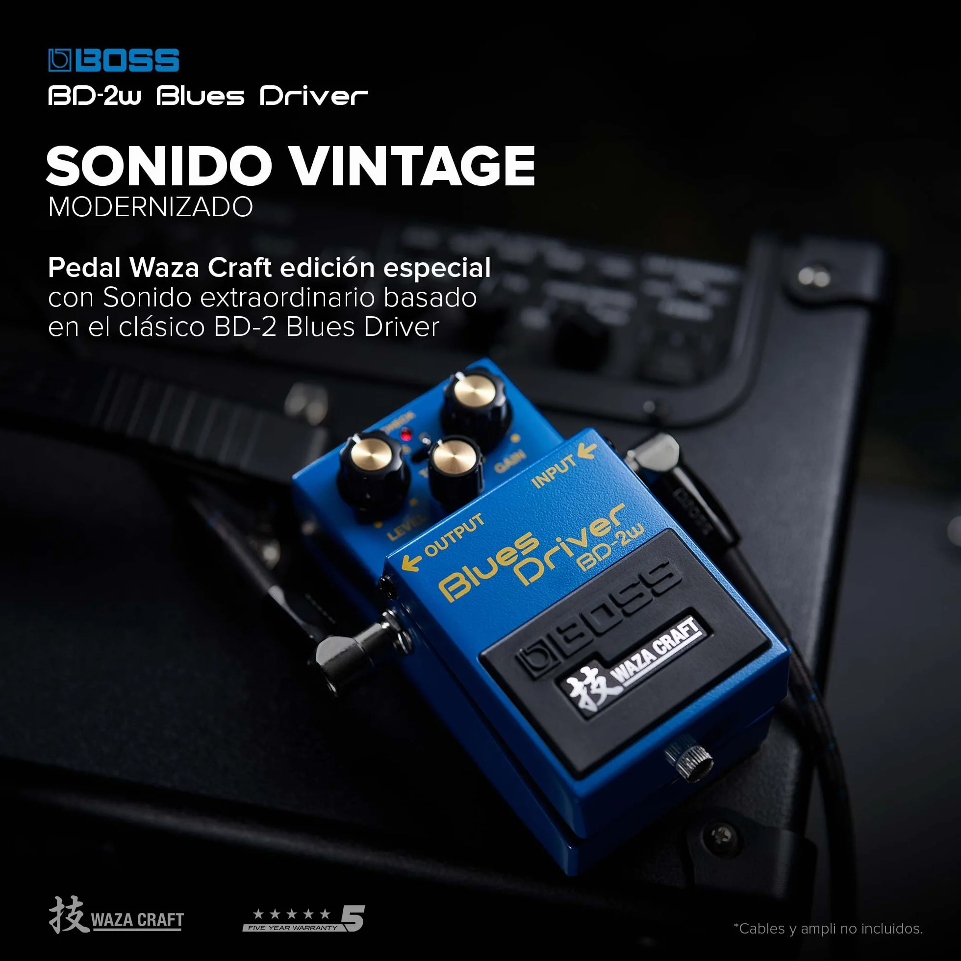BOSS BD-2W Blues Driver | Pedal de efecto de guitarra Waza Craft prémium con circuitería analógica | Reproducción auténtica del legendario BD-2 Blues Driver | Modos de interpretación Standard y Custom