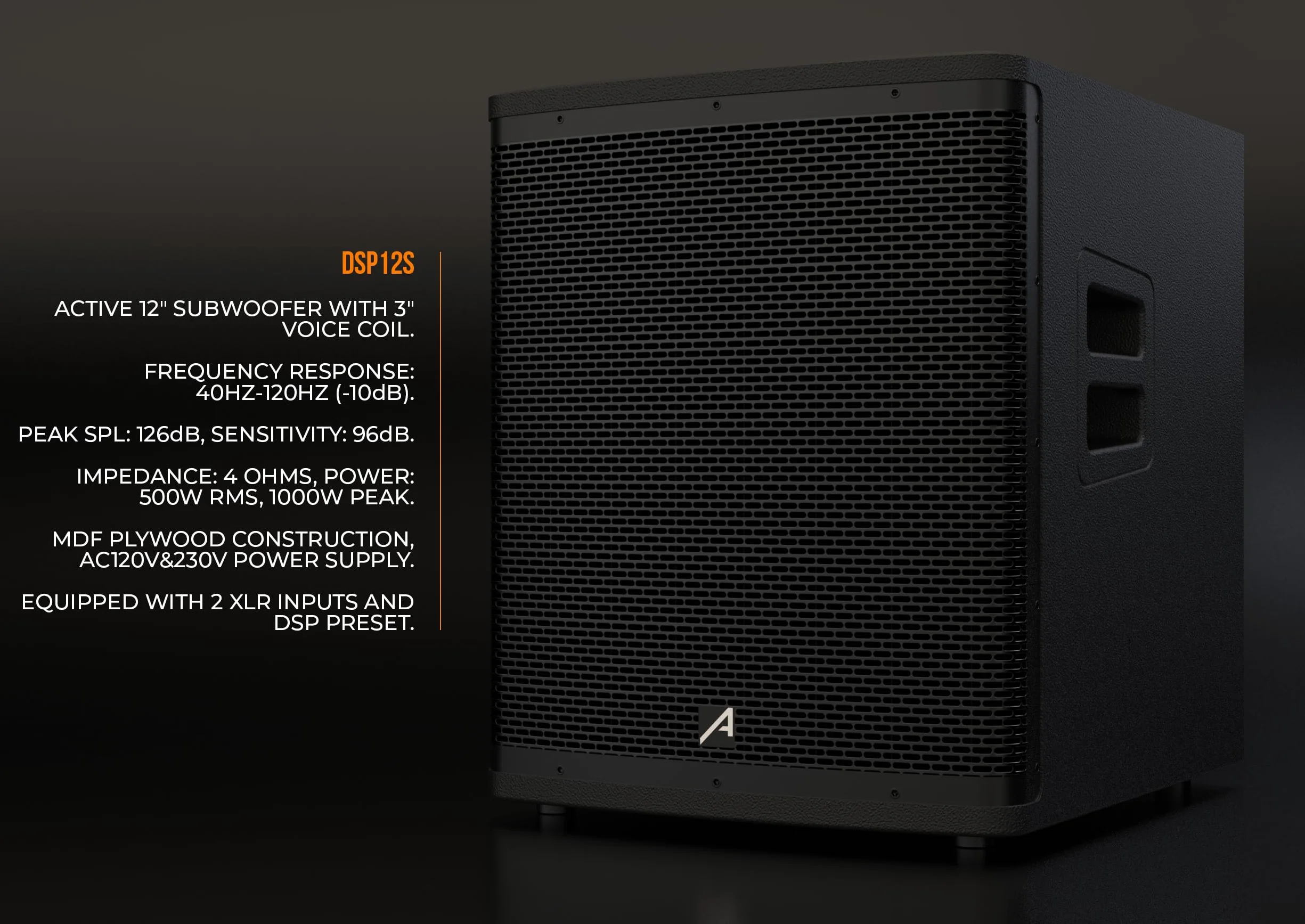 Audibax DSP12s Subwoofer Activo 12 Pulgadas 500W G2