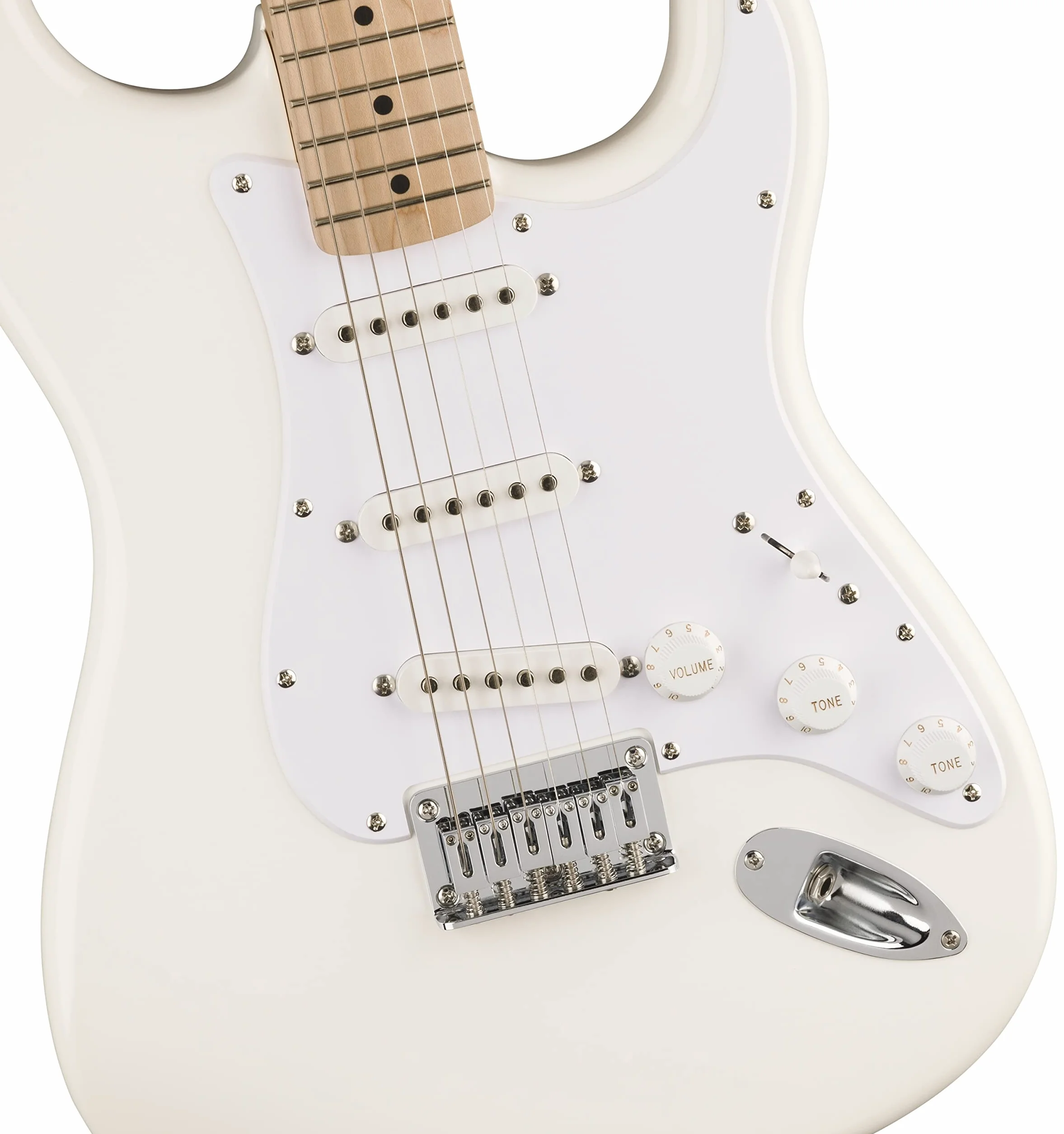 Squier by Fender Sonic Stratocaster HT, Guitarra Eléctrica, Diapasón de Arce, Golpeador Blanco, Blanco Ártico, Incluye cursos virtuales gratuitos en Fender Play